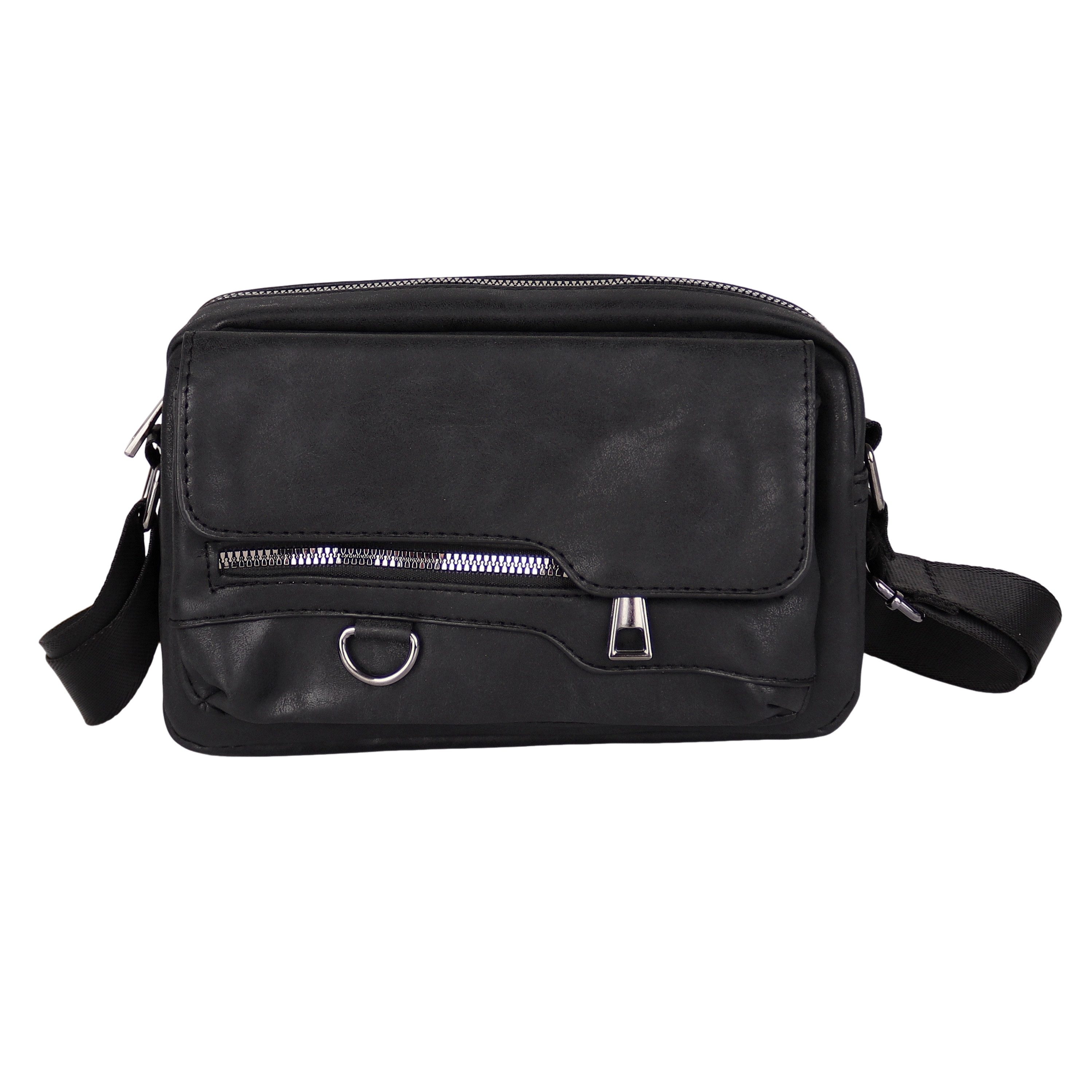 MIRROSI Umhängetasche Herren Schultertasche Kunstleder Vintage – Crossbody mit Tragegriff (ca.22x14x6cm), Crossbody Bag mit Reißverschlussfächern, ca. 22 x 14 x 6 cm