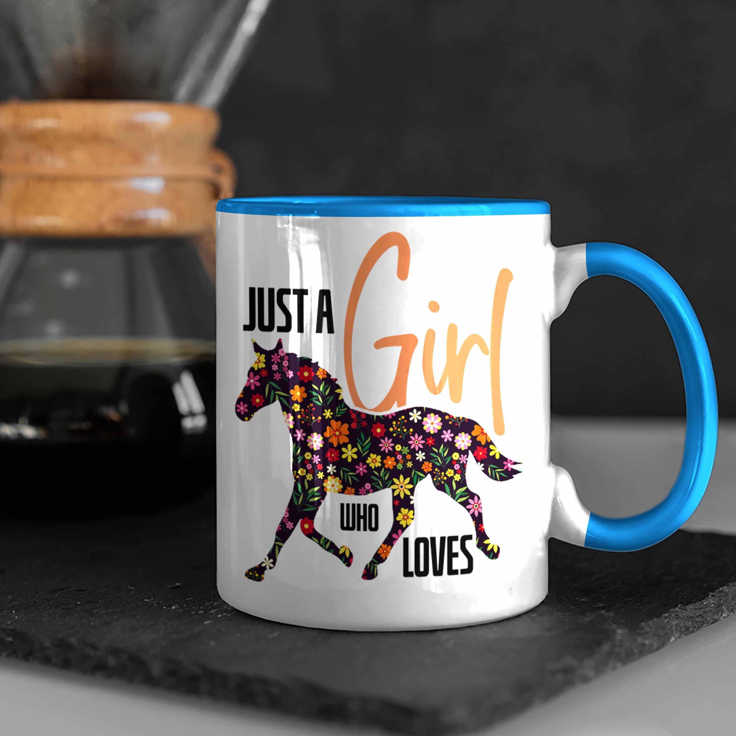 Pferde Blau Das Tasse Pferde Geschenk Ein für Pferdeli Mädchen "Nur Liebt" Trendation Tasse