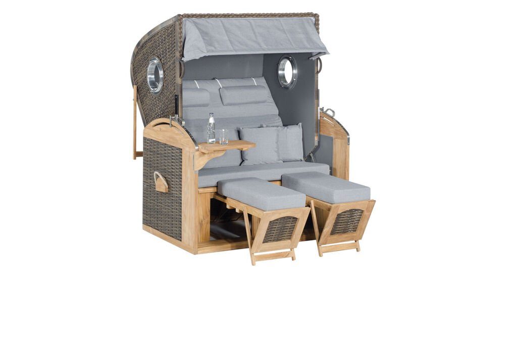 Strandkorb Rustikal 305 Z Teak Bullauge C