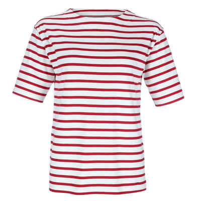 modAS Kurzarmshirt Bretonisches Damen-T-Shirt Ringelshirt U-Boot Ausschnitt aus Baumwolle
