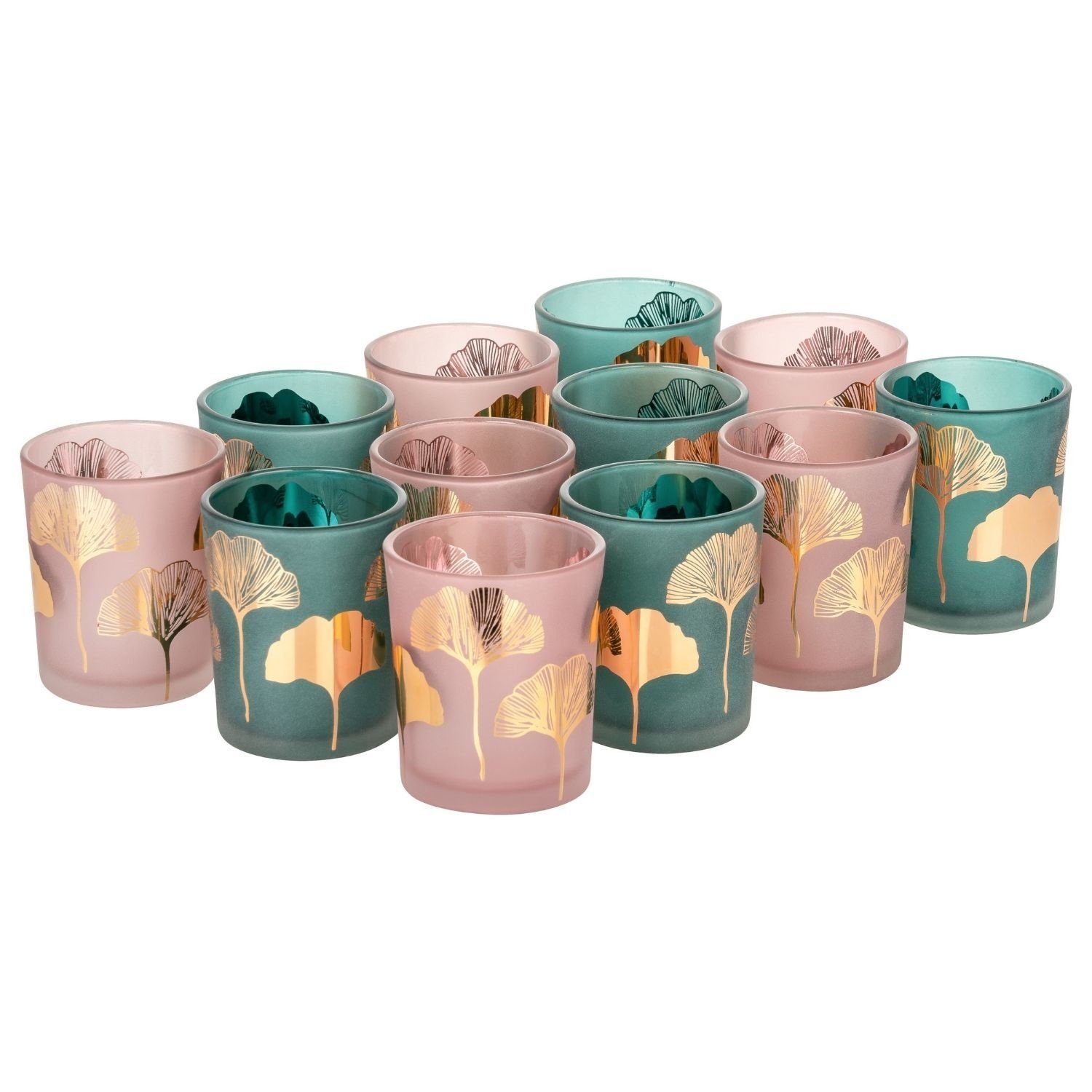 Kamelio Teelichthalter 12er Set Teelichthalter rosa petrol Windlicht Teelichtgläser Tischdeko (12 St)
