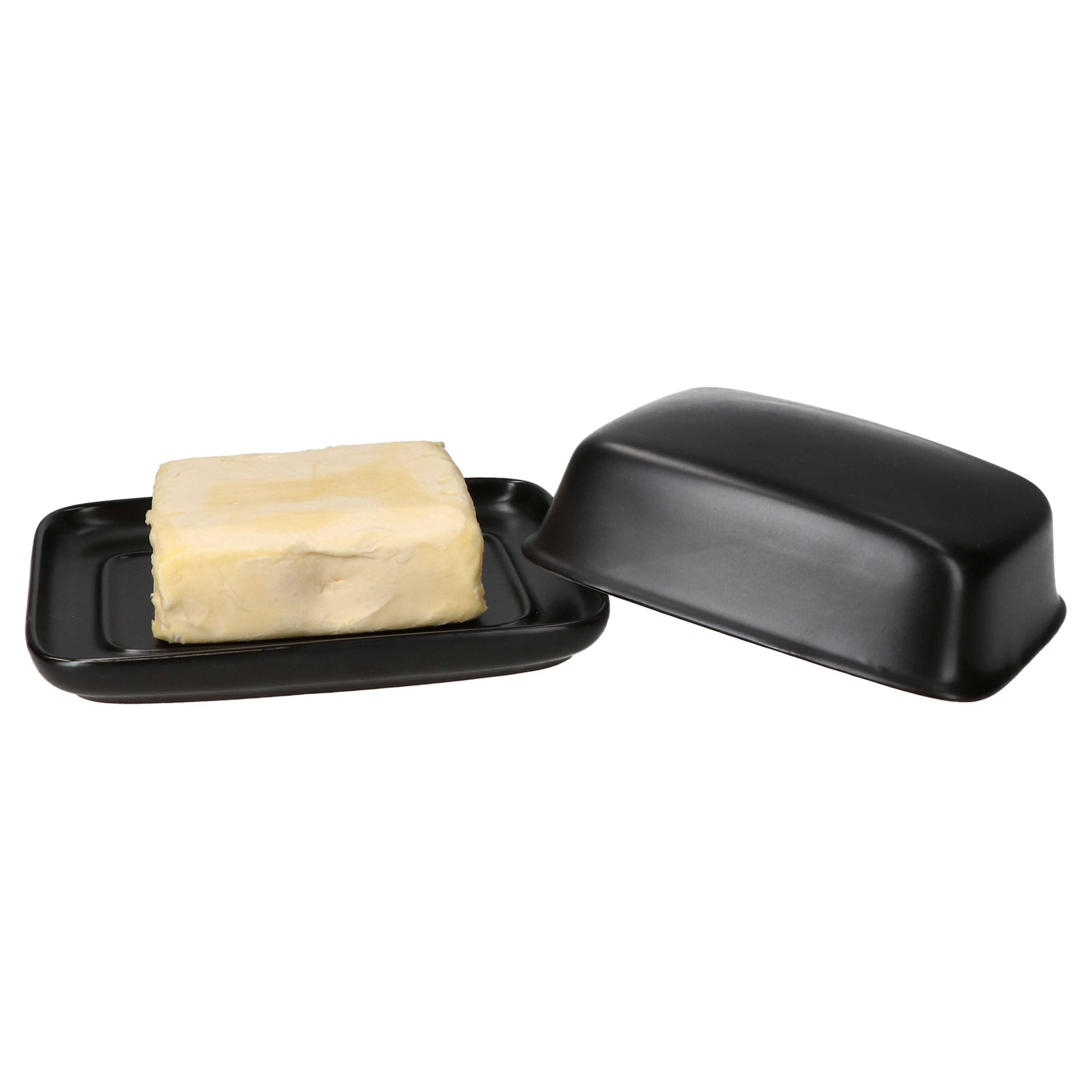 MamboCat Butterdose Runa Butterdose mit Крышки schwarz für 250g Butter-Schale Glocke, Steingut