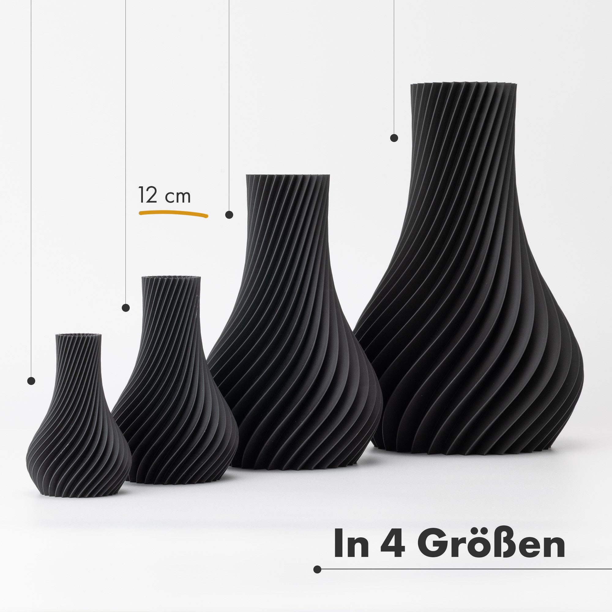 natumo Tischvase Vase Pirum Schwarz 12 cm – Bild 2 von 5
