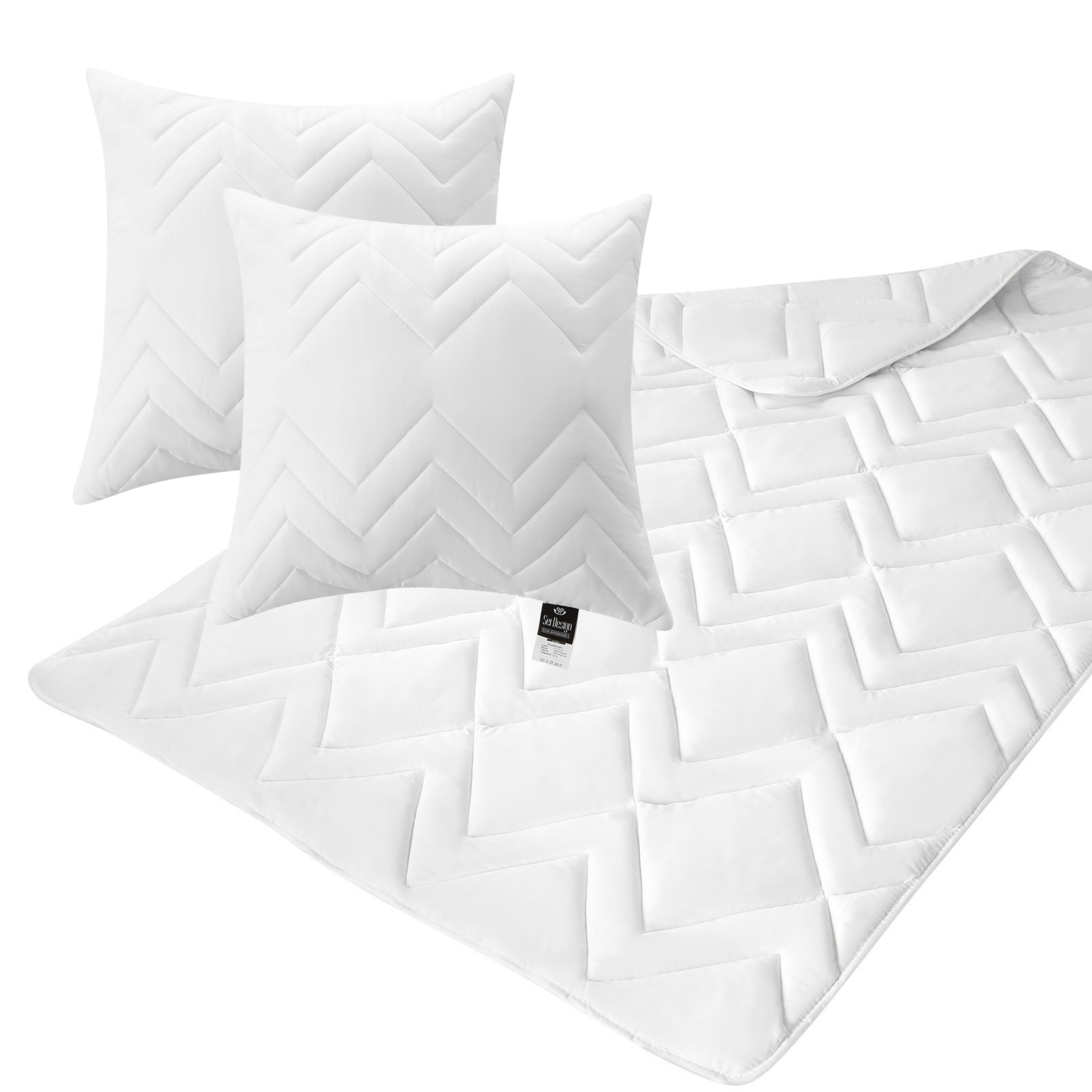 Kopfkissen Mikrofaser Bett-Set Steppdecke + Kissen Sommer 155x200 + 2X 80x80, SEI Design, Füllung: Polyester, Spar-Set, kochfest