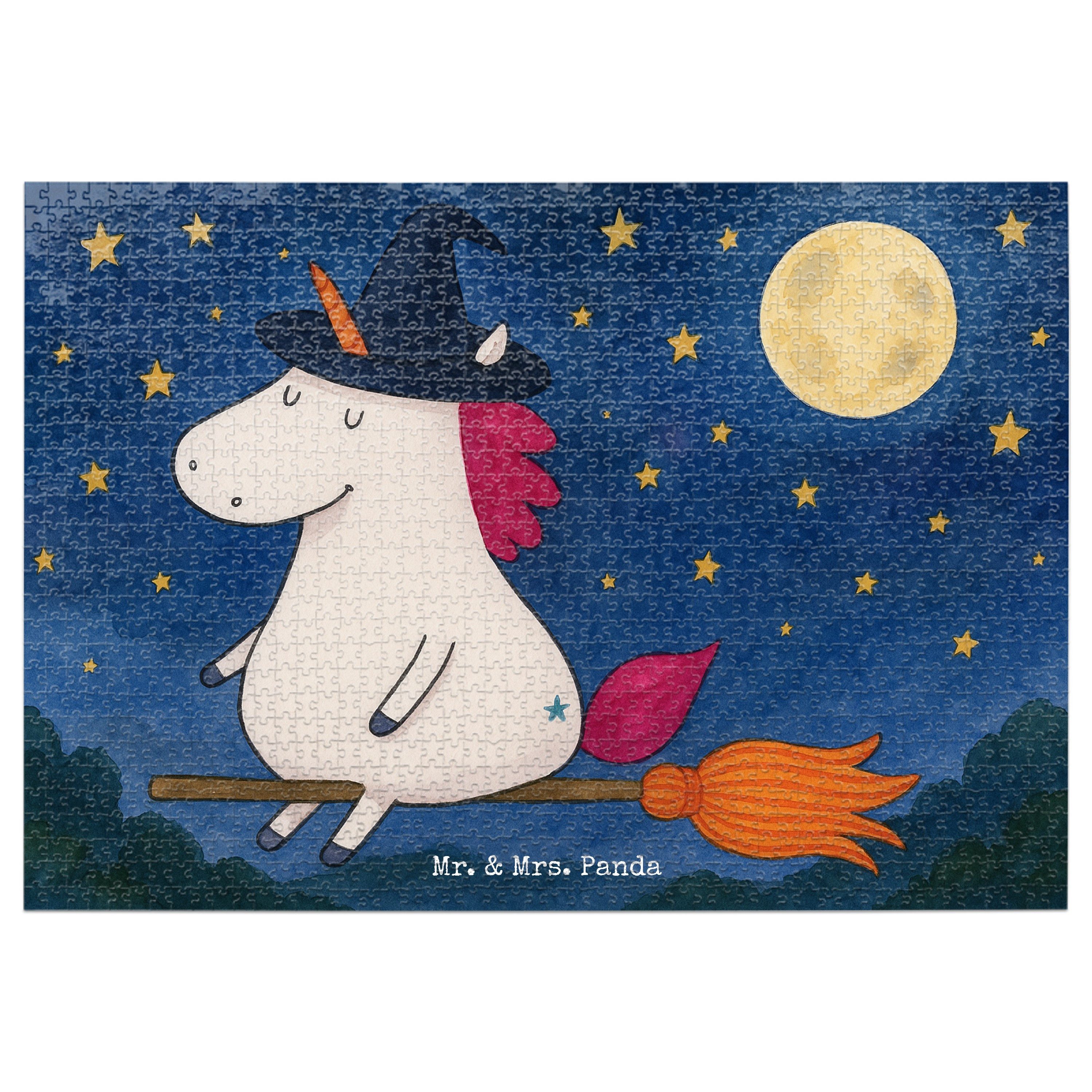 Mr. & Mrs. Panda Puzzle Einhorn Hexe Design, Puzzle 1500 Teile, Weiß, Teufel, Teile, Puzzlesp, 1500 Puzzleteile, Frau Geschenk Hexe