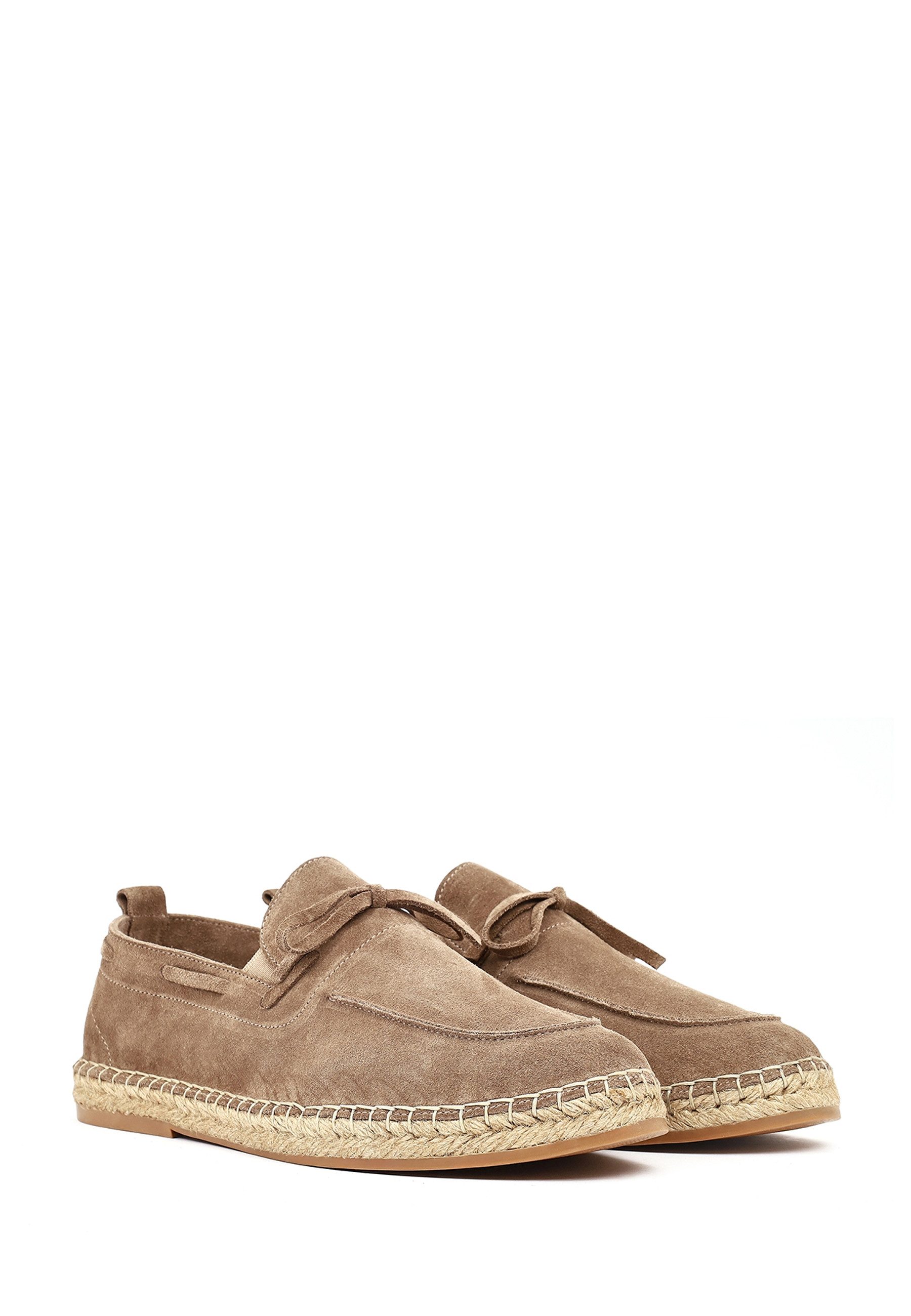 Derimod Espadrilles aus Veloursleder Espadrille Wildleder, Lederfutter, Gummisohle, Slip-On, Jutebesatz