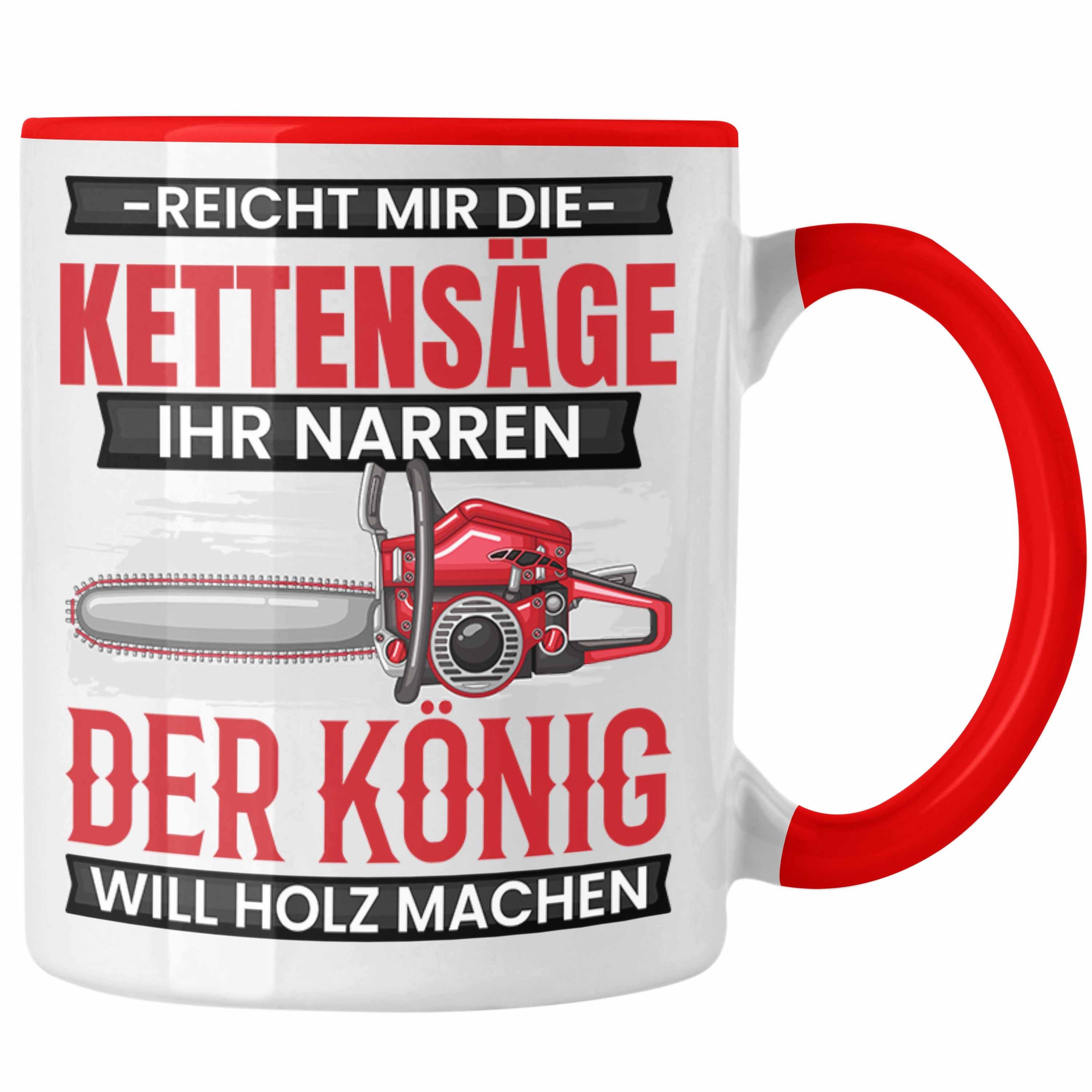 Trendation Tasse Waldarbeiter Tasse Geschenk Holzfans Geschenkidee Waldarbeite Kaffee-B Rot