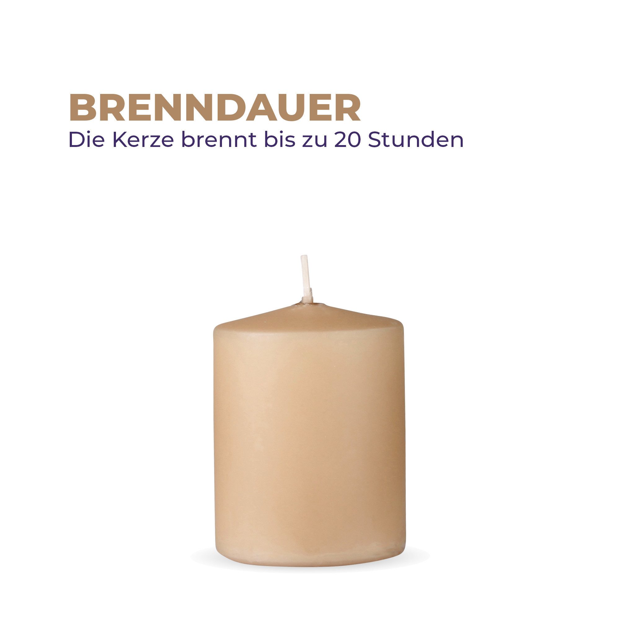 HS Candle Stumpenkerze Säulenkerze Ø7cm (1-tlg), Wachskerzen - unparfümierte Säulenkerzen - viele Farben/Größen