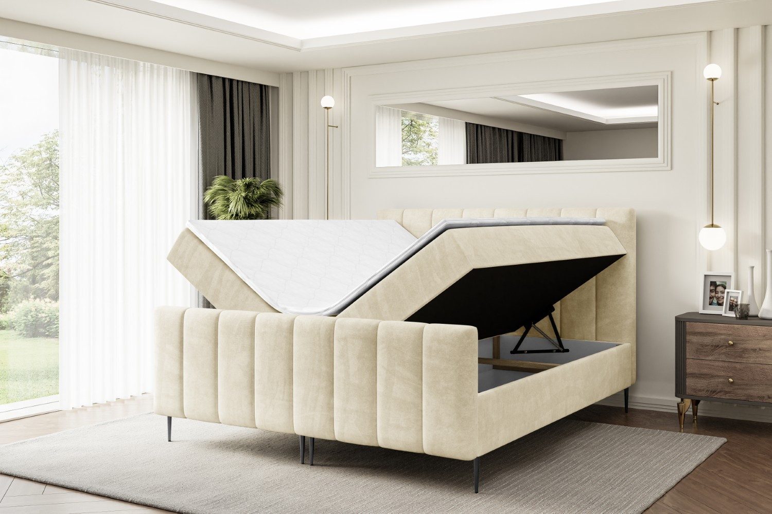 ALTDECOR Boxbett OTTA-F-Z (Multipocket-Matratze H4, H3 Matratze Bonellfederung, Topper, Kopfteil)