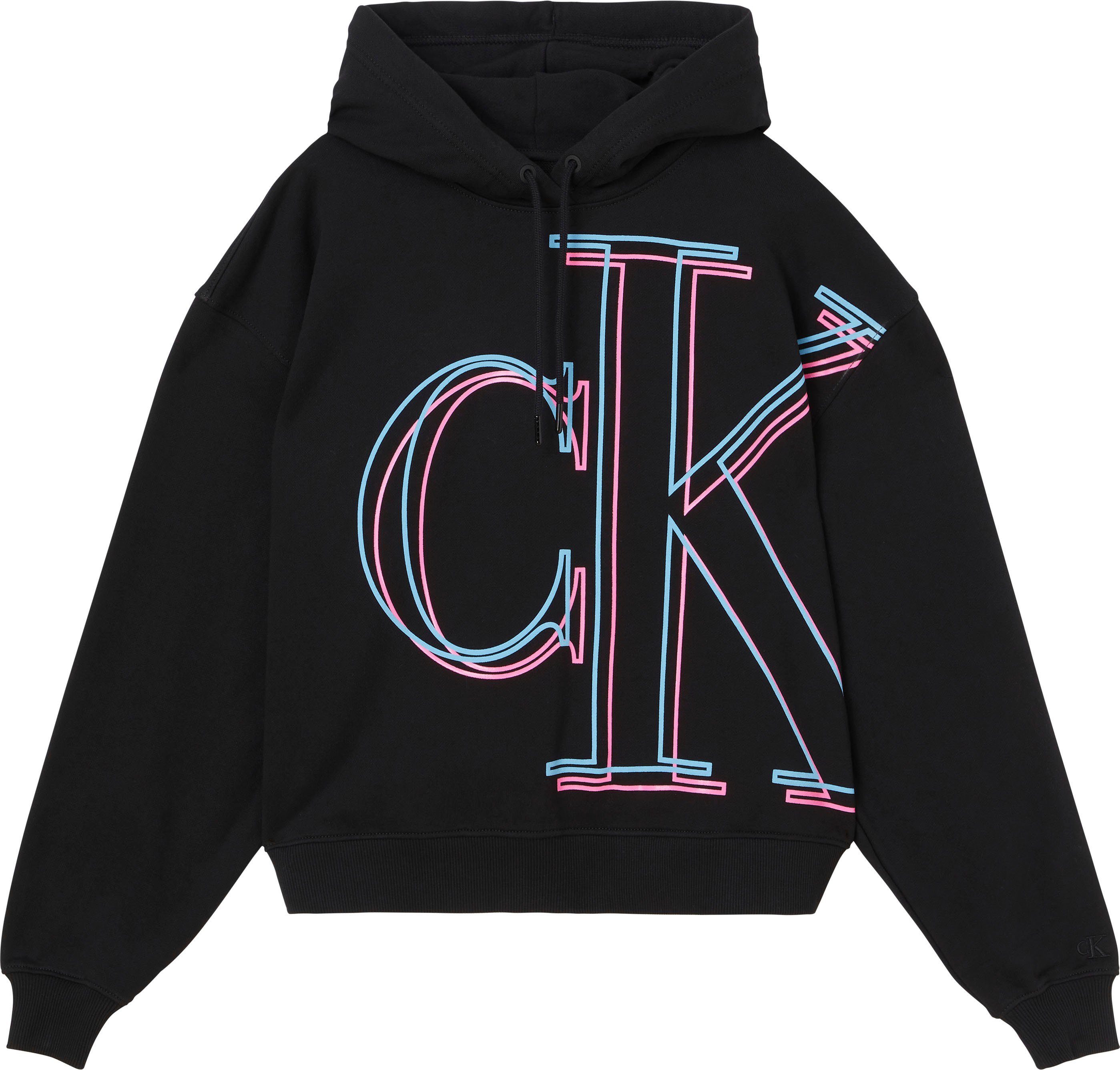 Calvin Klein Jeans Kapuzensweatshirt ILLUMINATED CK HOODIE mit farbenfrohem  CK-Print