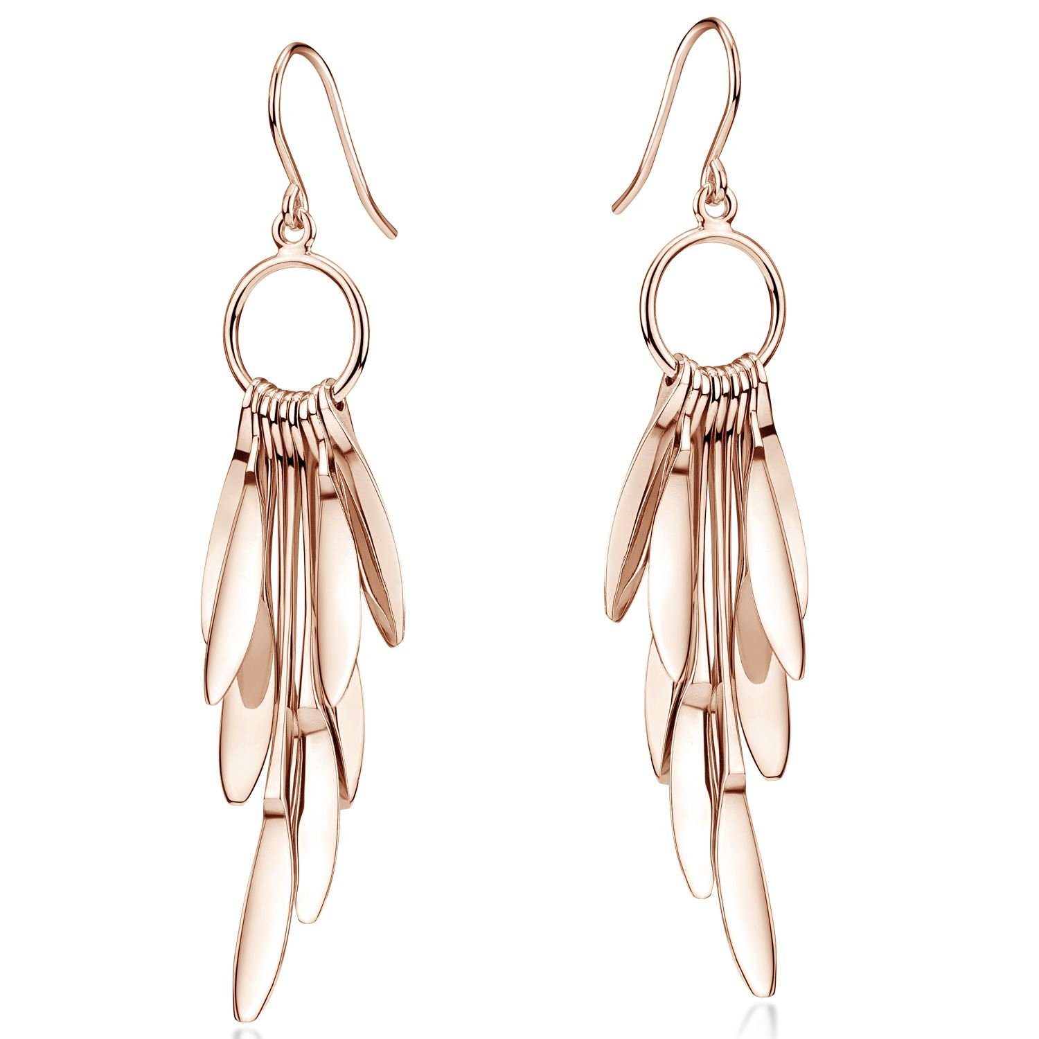 Materia Paar Ohrhänger Damen Rosegold Pendel Tropfen Hänger massiv SO-309, Sterlingsilber, rosevergoldet. € 124,95