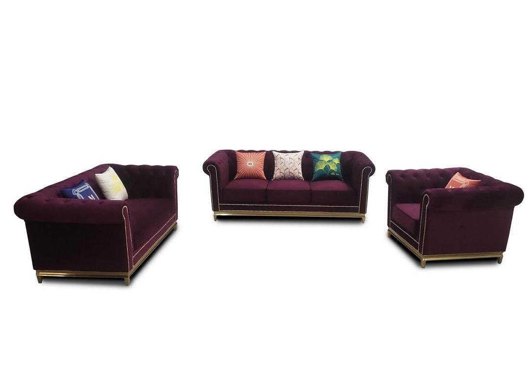 JVmoebel Sofa Moderne Blaue Chesterfield Europe in Luxus Rot 3+2+1, Set Made Couch Sofa Garnitur