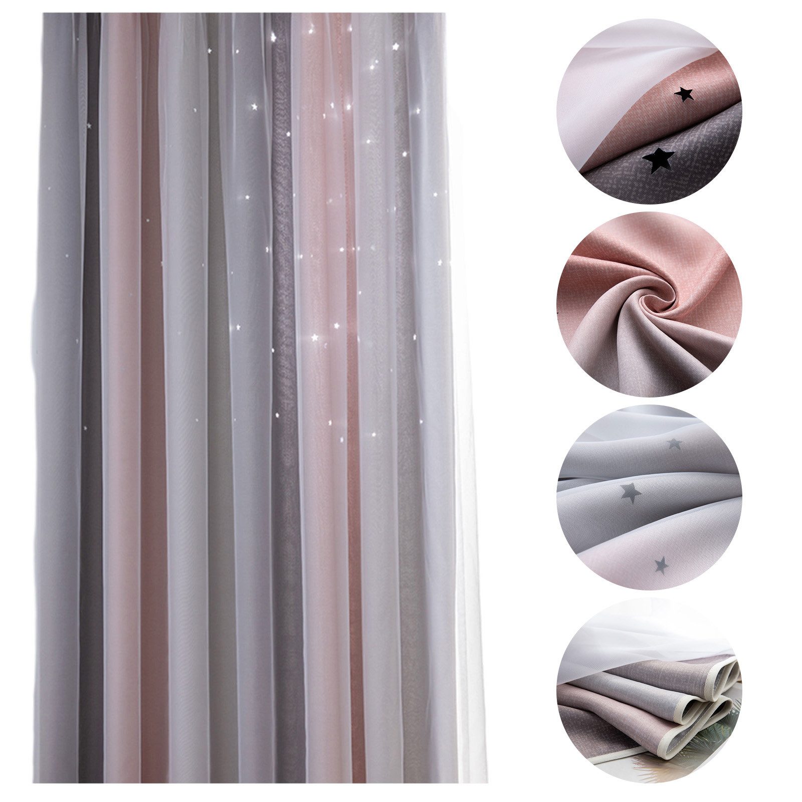 OKWISH Verdunkelungsvorhang 2er Set Curtains Farbverlauf Vorhänge Tüllvorhä günstig online kaufen