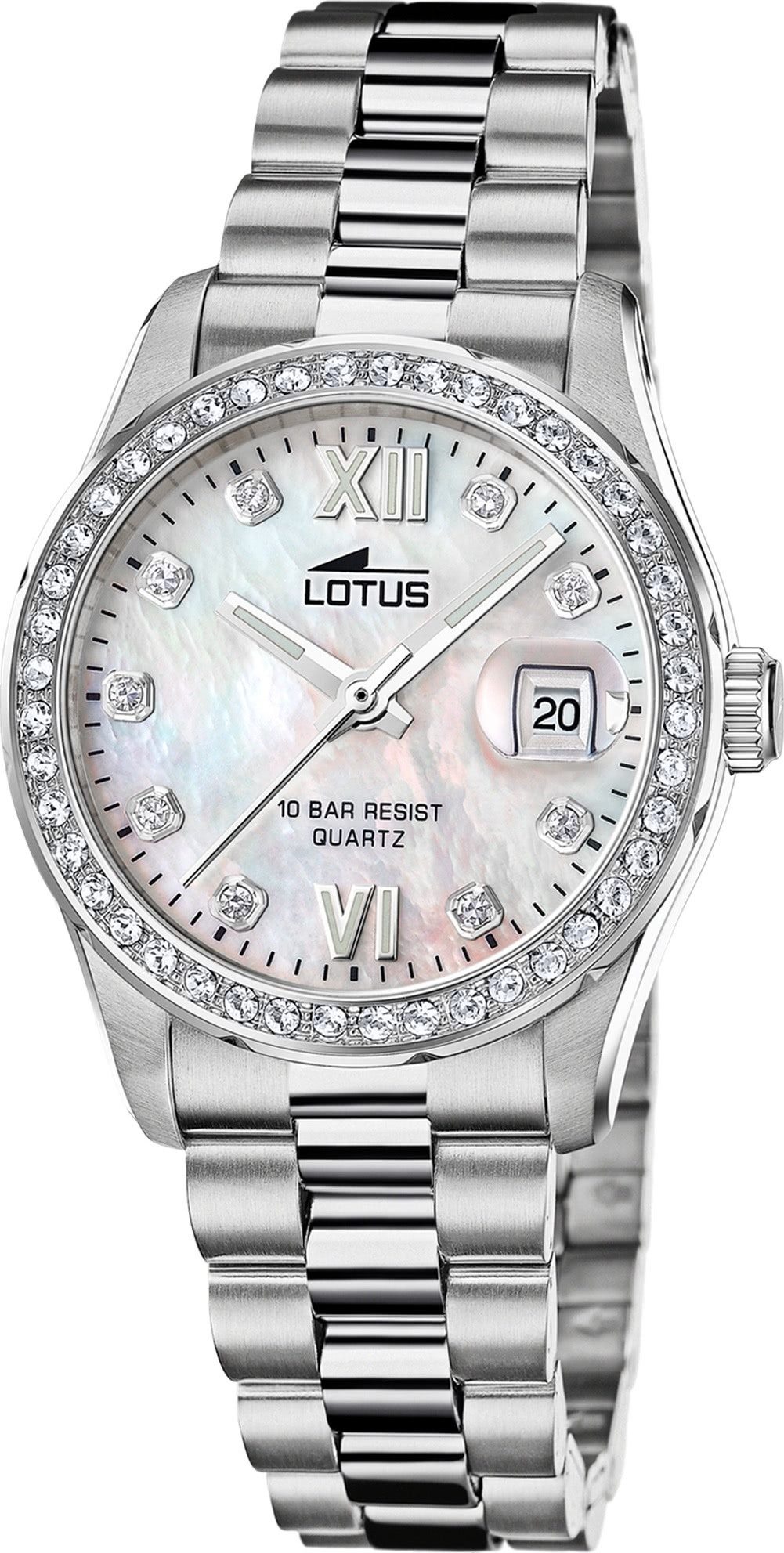 Lotus Chronograph Lotus Damenuhr Edelstahl silber Lotus, (Chronograph), Damen Armbanduhr rund, mittel (ca. 32,5mm), Edelstahl
