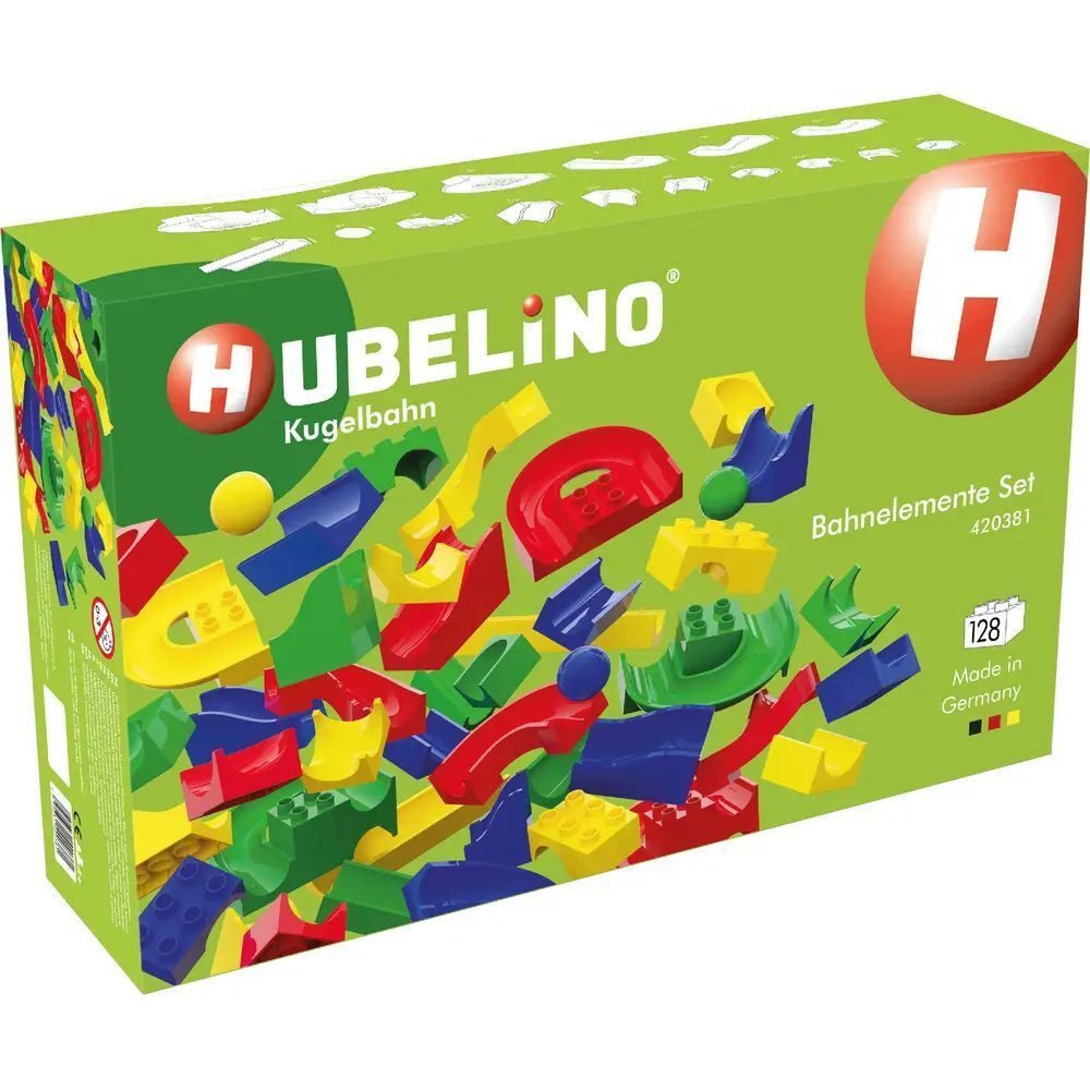 Hubelino Kugelbahn-Bausatz Hubelino Bahnelemente Set Baukasten maxi 128 Teile
