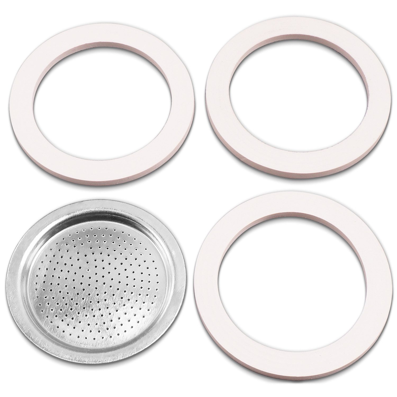VIOKS Dichtungsband Dichtung Set Ersatz für Moka Bialetti, 3 x Gummidichtungen mit Siebeinsatz für Espressokocher