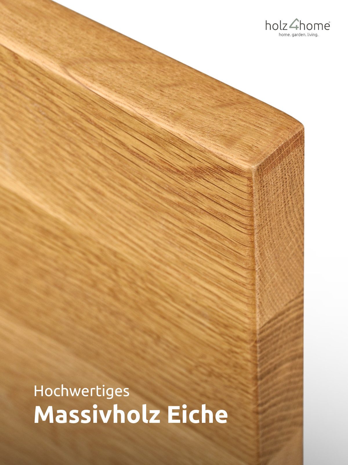 holz4home® Bettgestell Massivholzbett Eiche I Holzbett Massiv Eichenholz Metall-/ Holzbeine, Massivholz