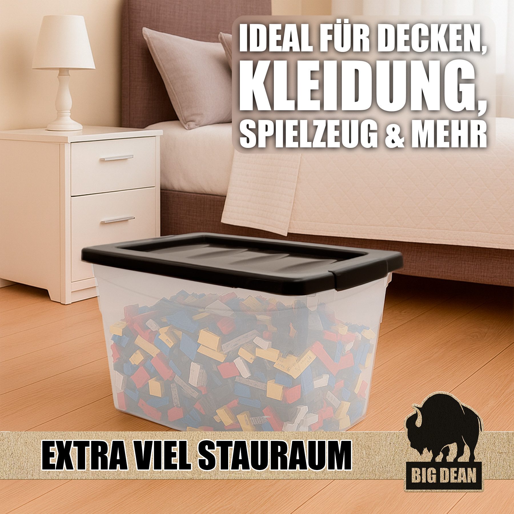 BigDean Aufbewahrungsbox 30 L Aufbewahrungsbox mit Deckel Budget Line Plastikbox mit Deckel (Set, 1 St., Aufbewahrungsbox mit Deckel), BPA-Frei, Praxisnahes Dur – Bild 2 von 5