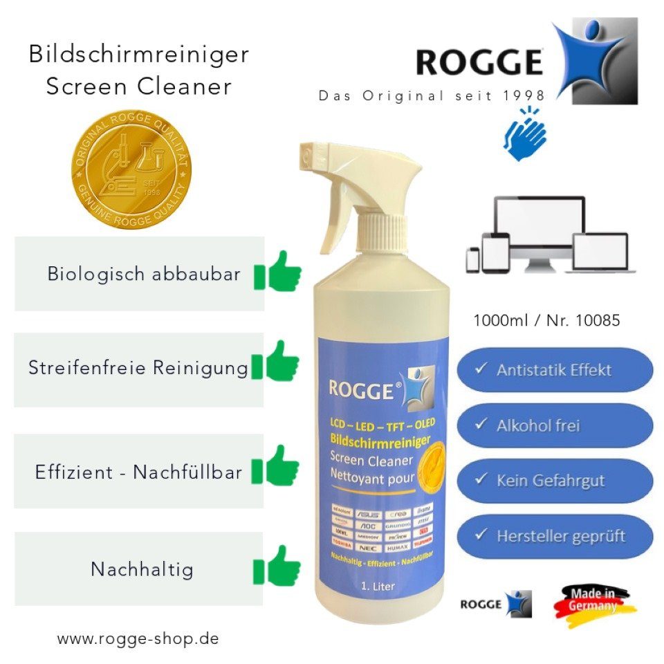 Liter ROGGE Rogge Sprühreiniger 1. Bildschirmreiniger inkl. Microfasertuch (2-St)