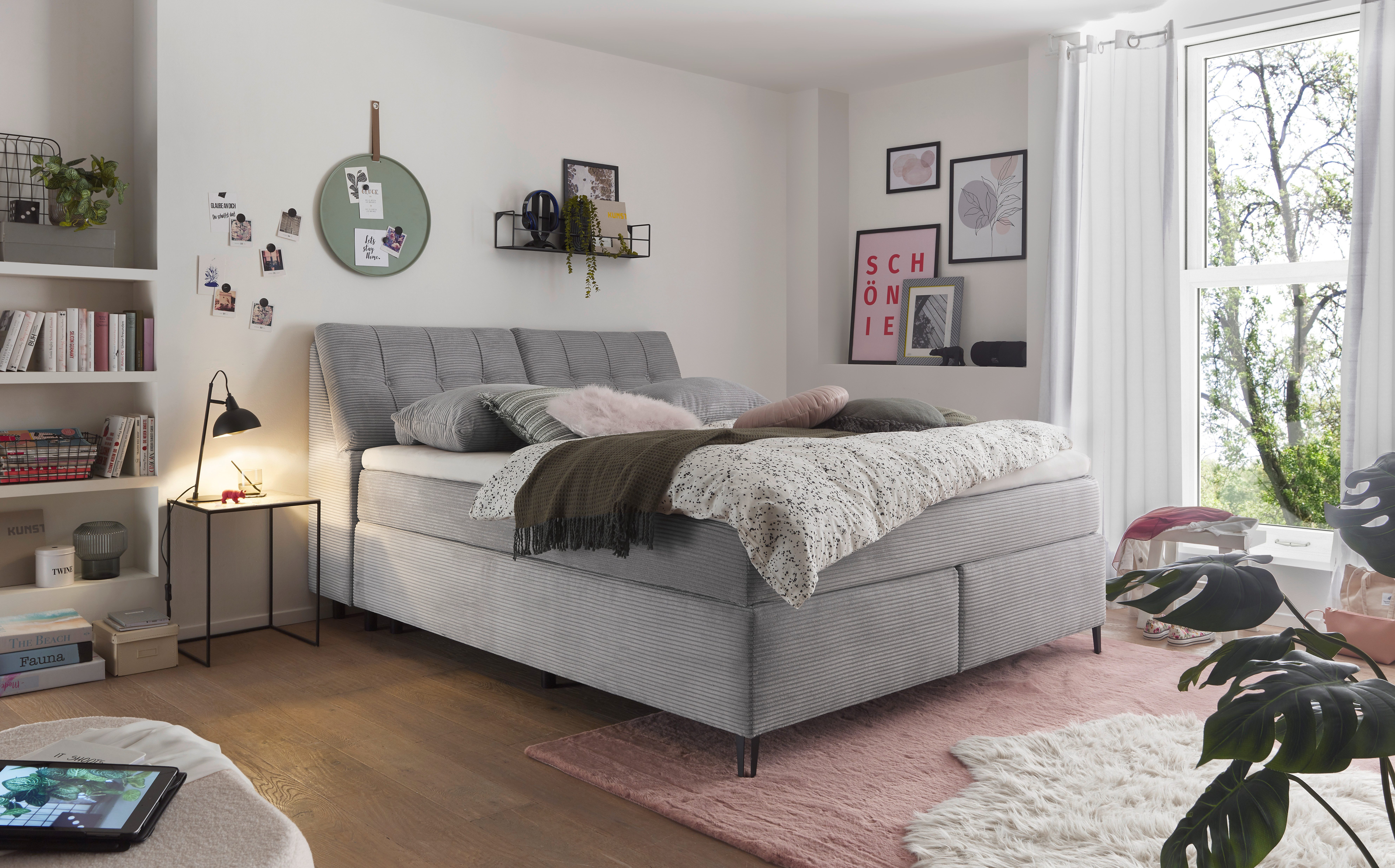 set one by Musterring Boxspringbett Fairfield, Kopfteil in Kassenoptik, Met günstig online kaufen