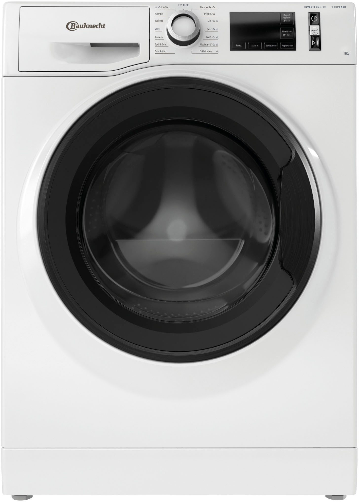 BAUKNECHT Waschmaschine WM Pure 9AA, 9 kg, 1400 U/min, Stark gegen Flecken, sanft zur Kleidung