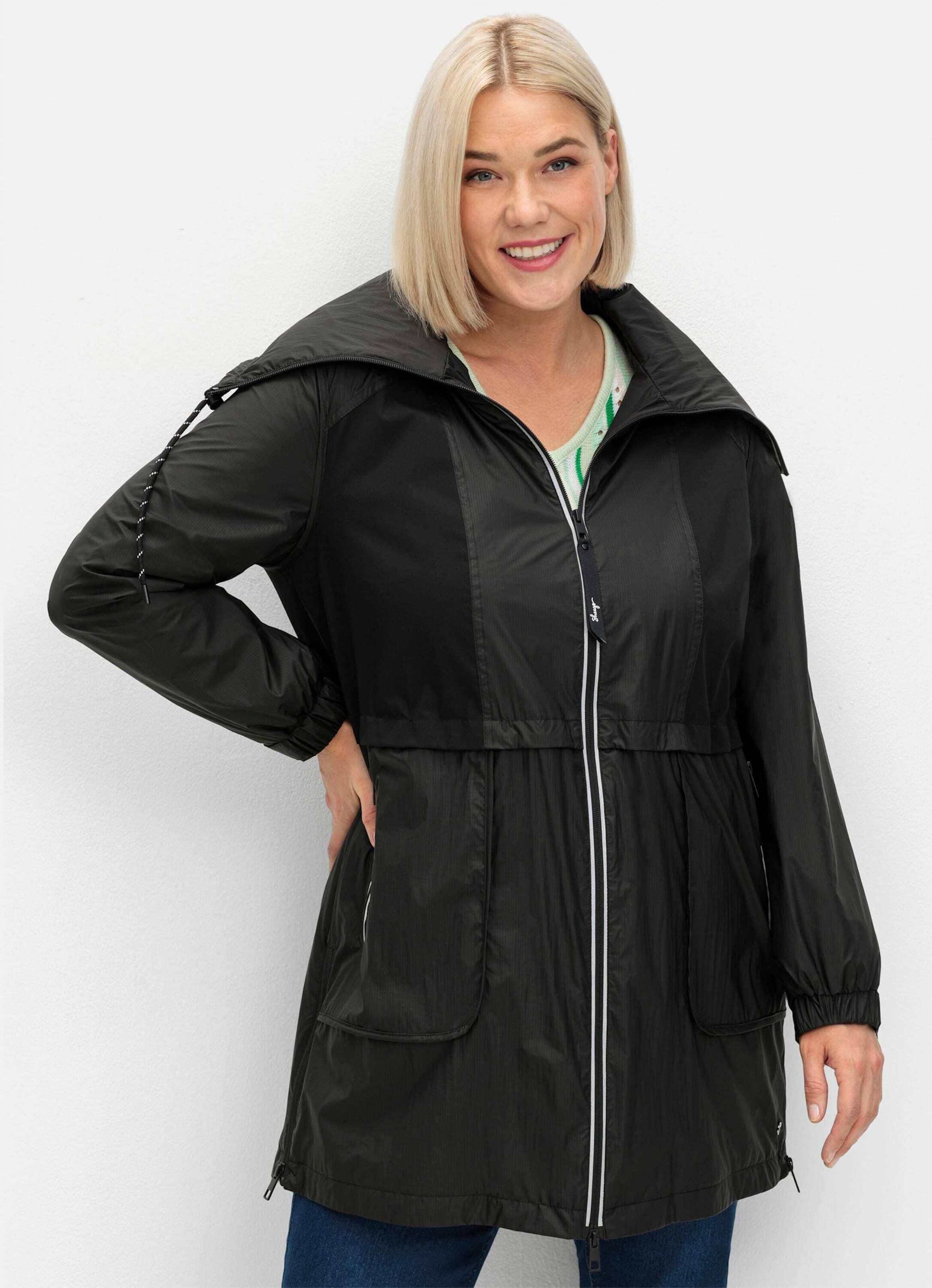 Sheego Allwetterjacke Outdoorjacke Langarm in leichter, wasserabweisender Qualität
