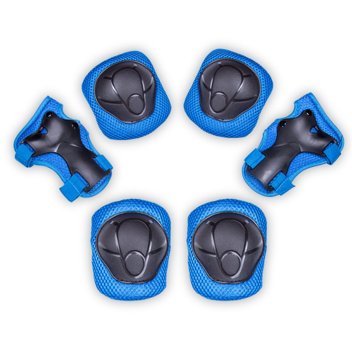 Die Sterne Hartschalengamaschen Kinder-Knieschützer, 6-in-1, verstellbares Schutzset Blau