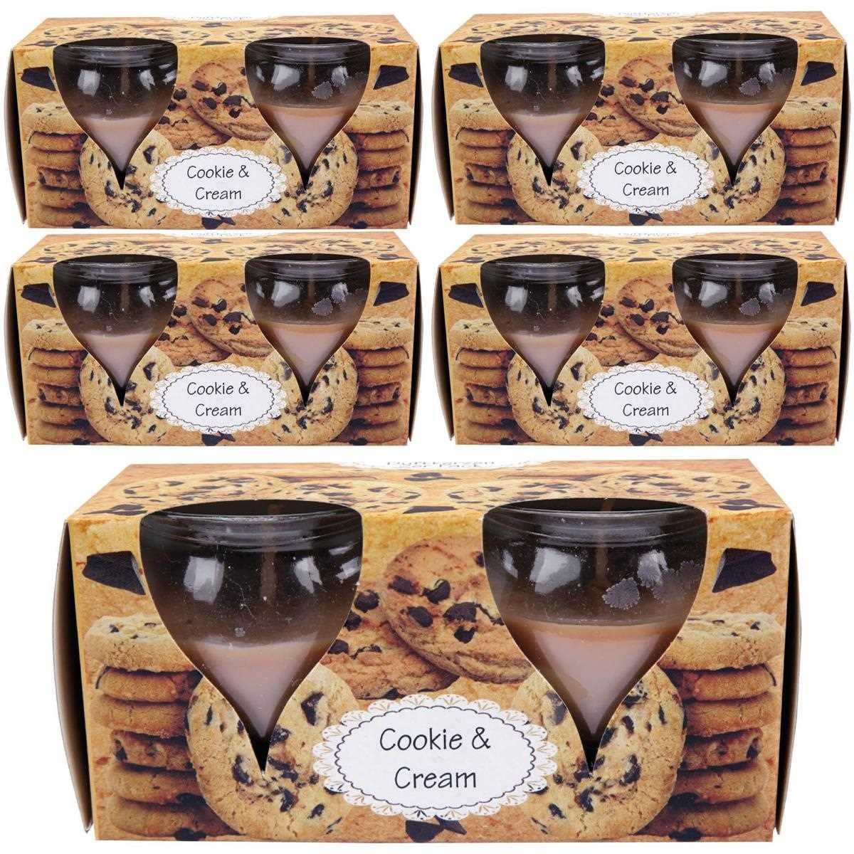 HS Candle Duftkerze im Glas Set (10-tlg), Cookie & Creme, Duftnote cremig & süß, Ø6x6cm, 18h Brenndauer
