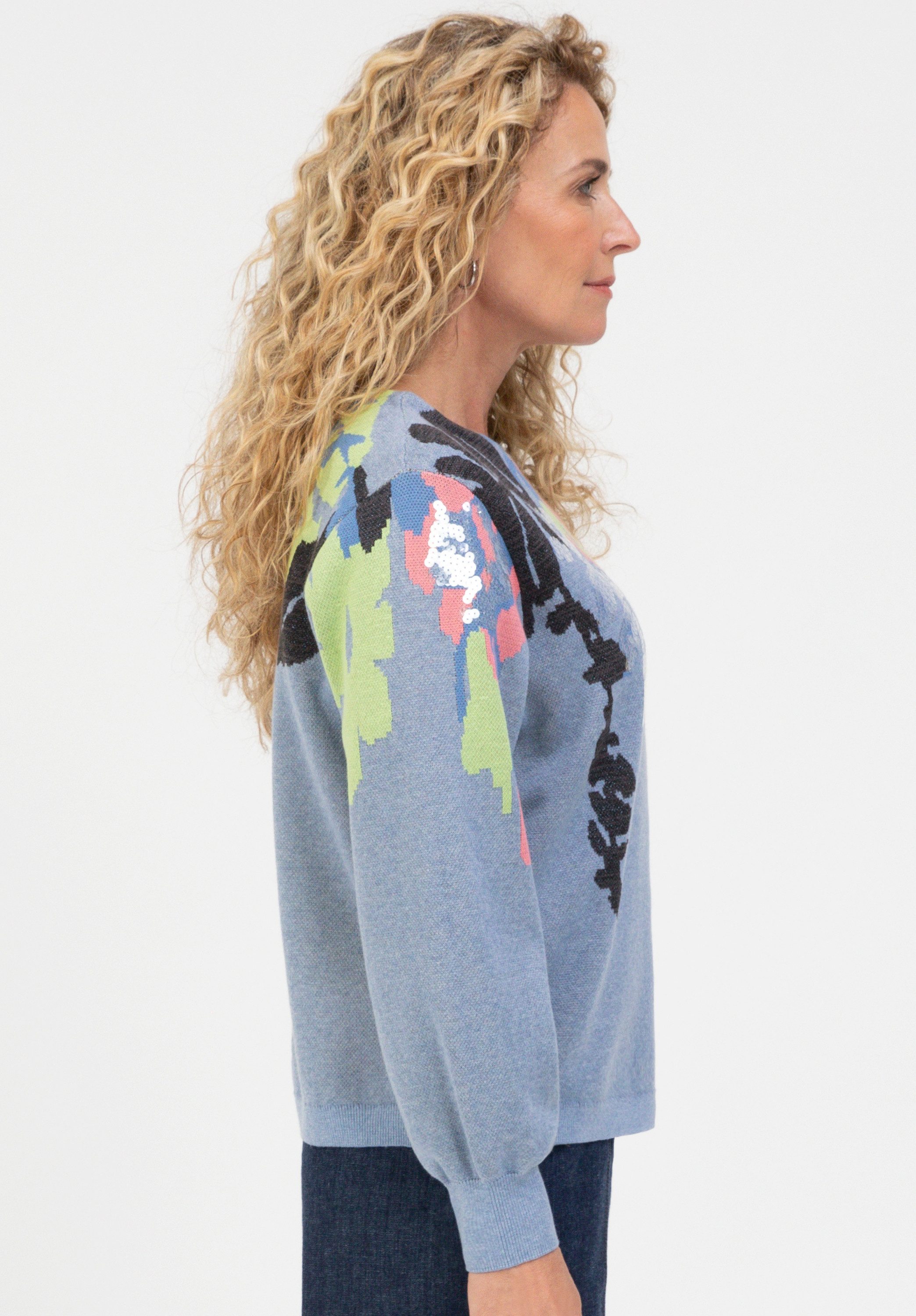 bianca Strickpullover UNDINE mit Jaquard-Muster und Pailletten