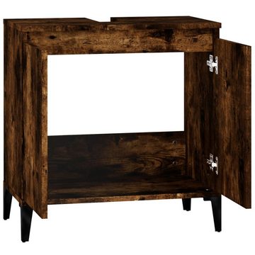 vidaXL Badezimmerspiegelschrank Waschbeckenunterschrank Räuchereiche 58x33x60 cm Holzwerkstoff (1-St)