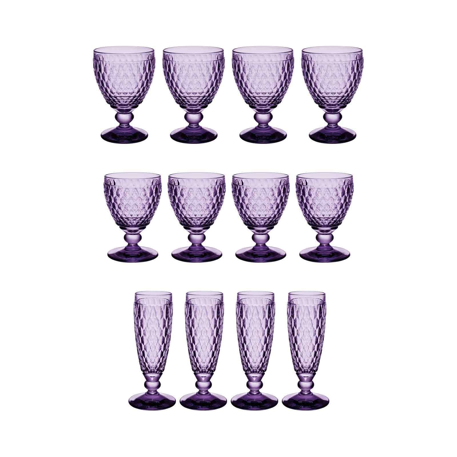 Villeroy & 12er Glas Glas Sektgläser Boston lavender Wein- Coloured Set, und Boch