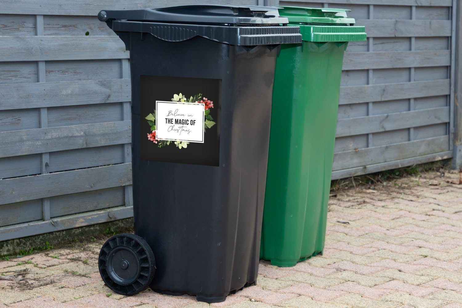 MuchoWow Wandsticker Container, Mülleimer-aufkleber, St), Weihnachten - Sticker, Magie Abfalbehälter - Mülltonne, (1 Zitat