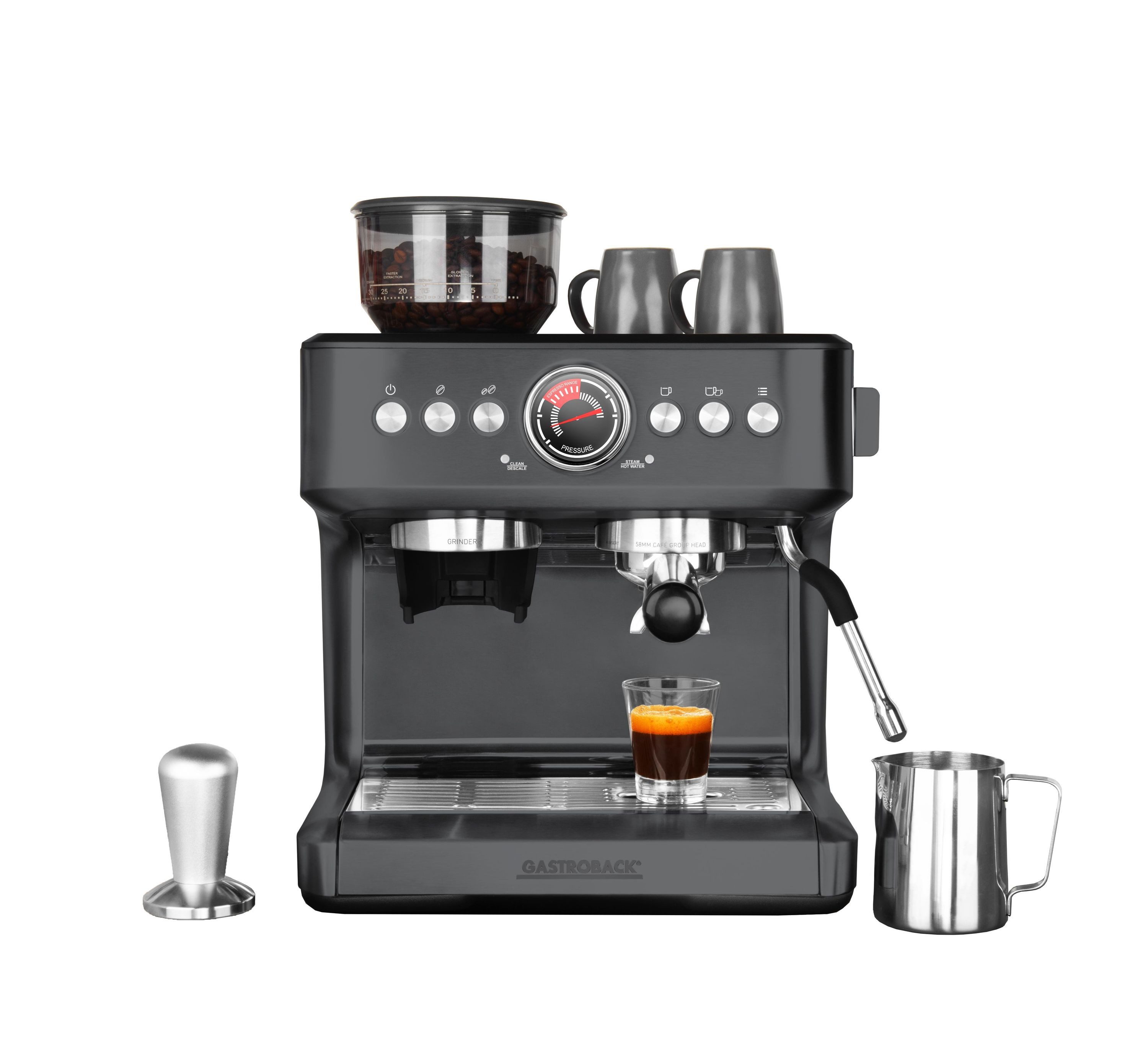 Gastroback Kaffeevollautomat Design Espresso Advanced Urban Duo 42627, Professionelle Siebträger-Espressomaschine für perfekten Kaffee