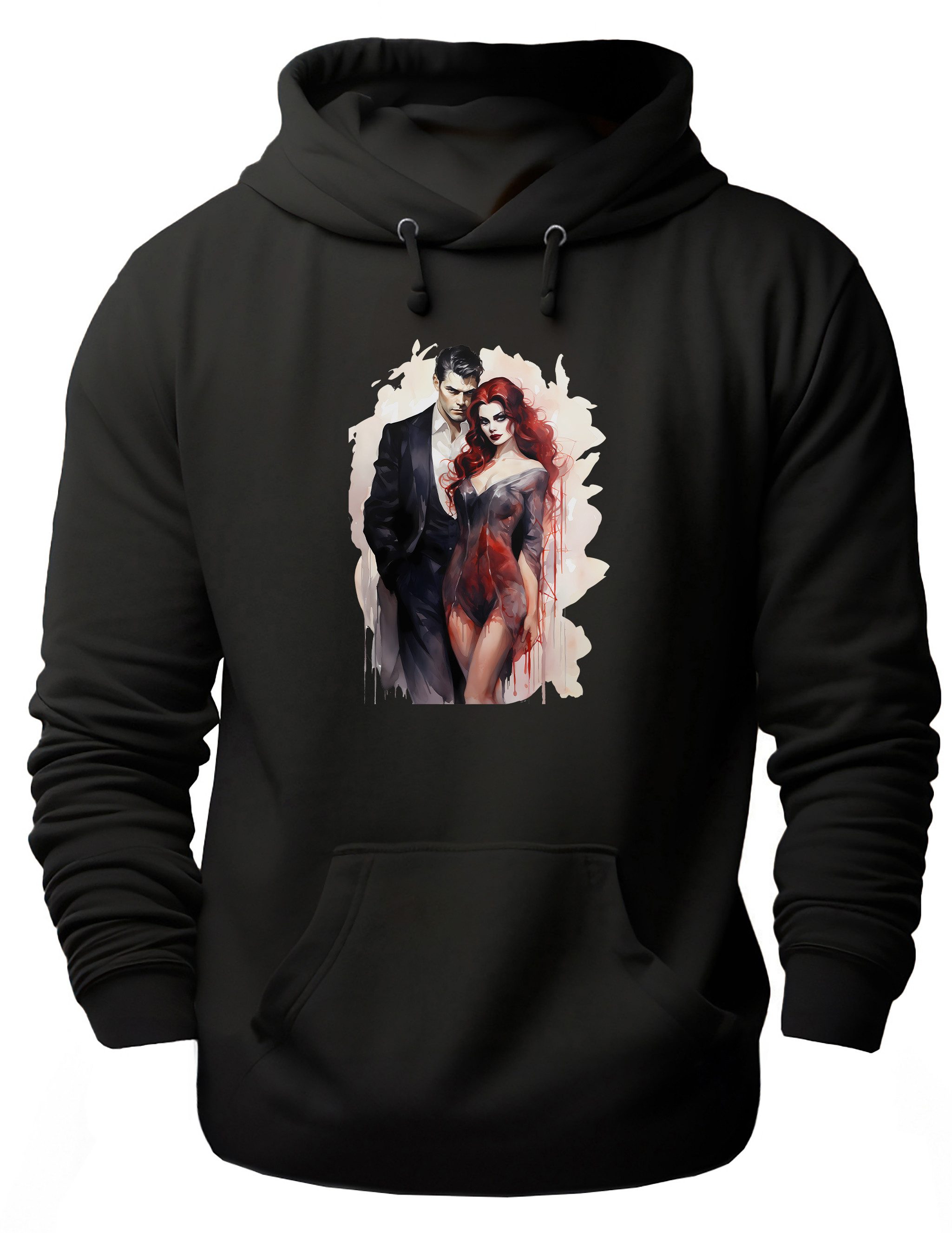 MyDesign24 Hoodie Halloween Kapuzen Pulli - Mystisches Paar Herren und Damen Kapuzensweater - Halloween Hoodie i444