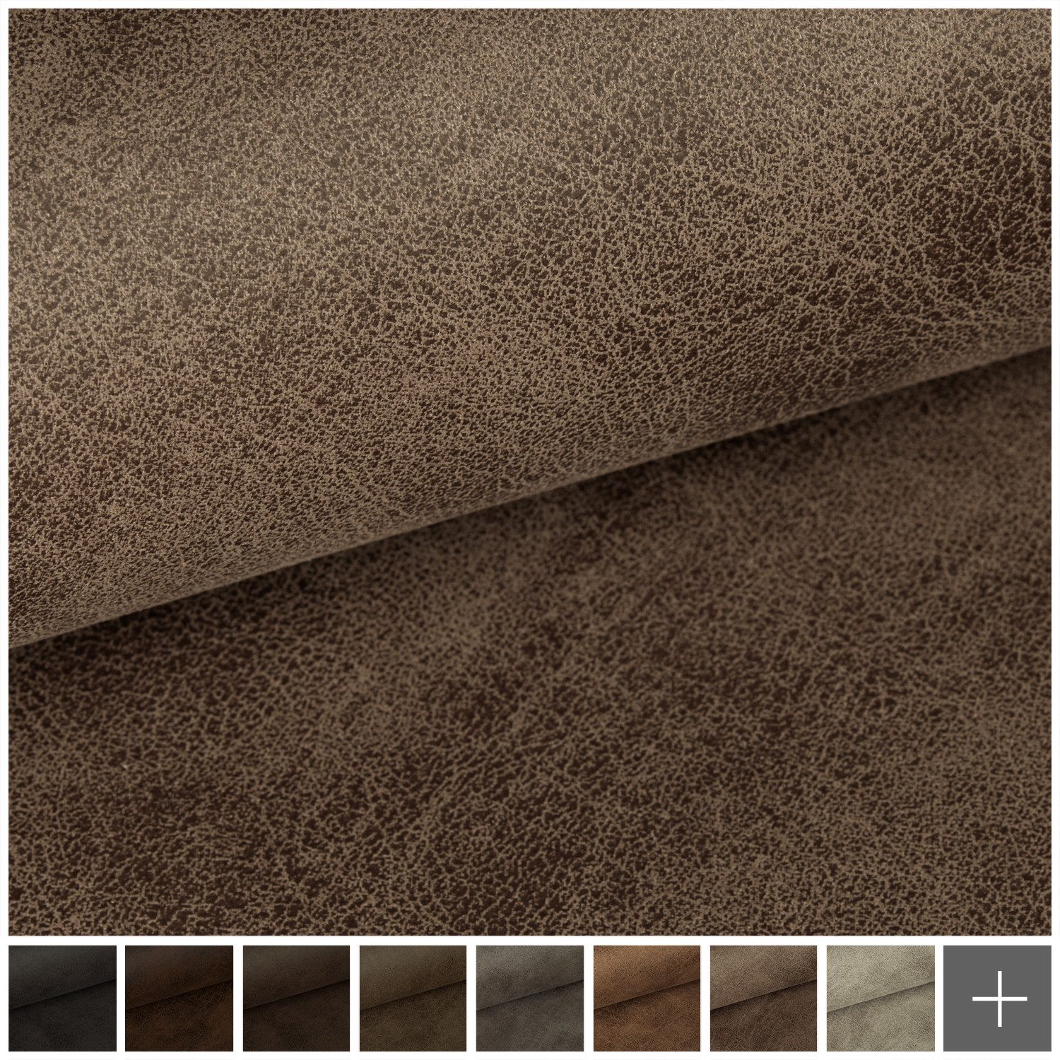 novely® Stoff exquisit ETERNITY Vintage Antiklederoptik Möbelstoff, Velours-Kunstleder, Schwer Entzündbar, Meterware, 1lfm