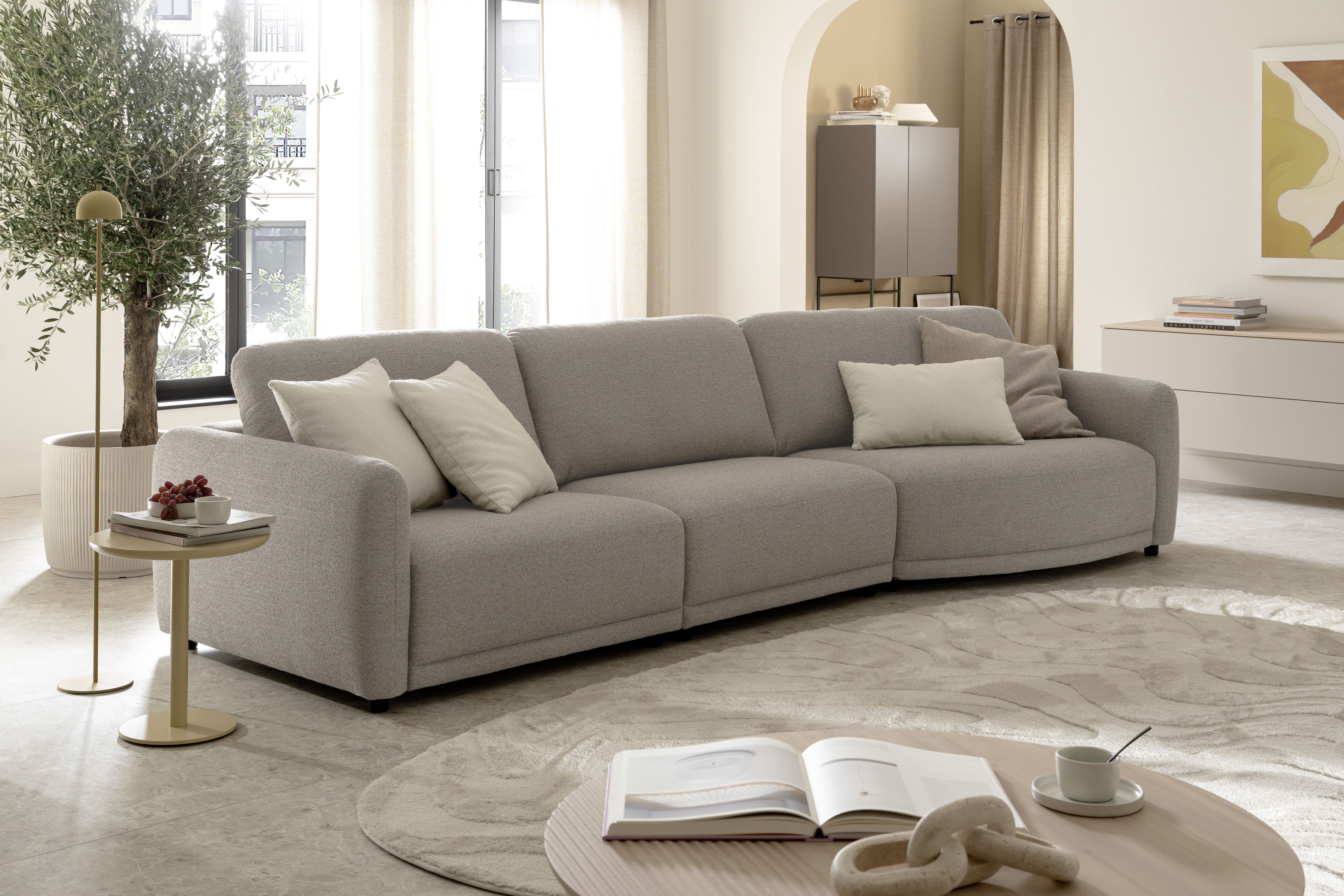 SCHÖNER WOHNEN-Kollektion 3-Sitzer Wonder, Mega-Sofa, Modernes Design mit sanfter Rundung, Breite 349cm, Organische Form, Kammerkissen-Komfort & XXL-Maße
