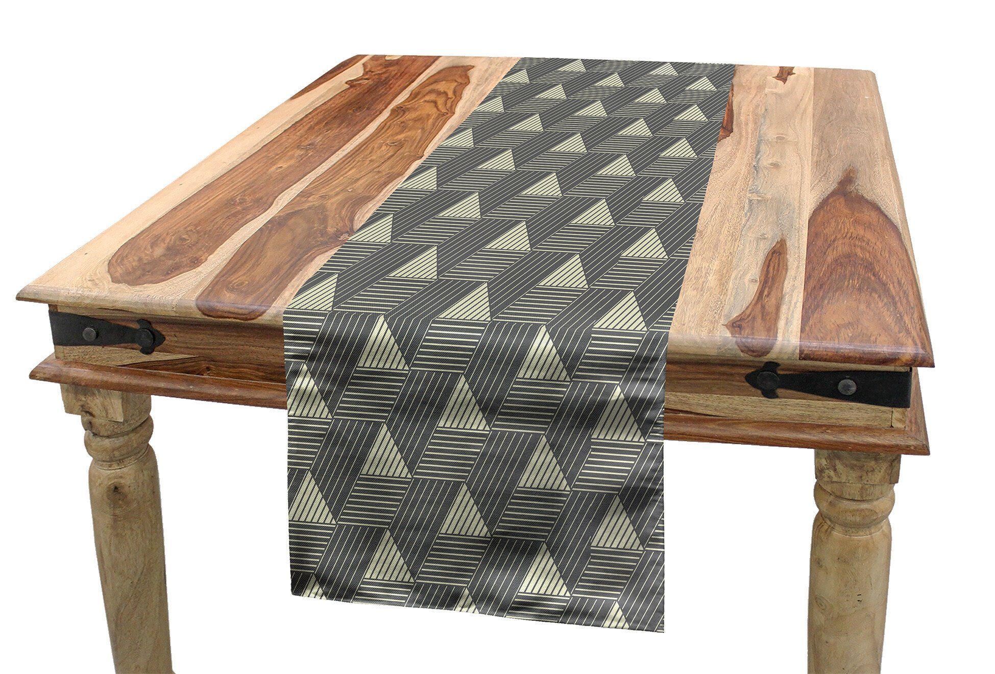 Abakuhaus Tischläufer Esszimmer Küche Rechteckiger Dekorativer Tischläufer, grau Geometric Abstrakt Triangles