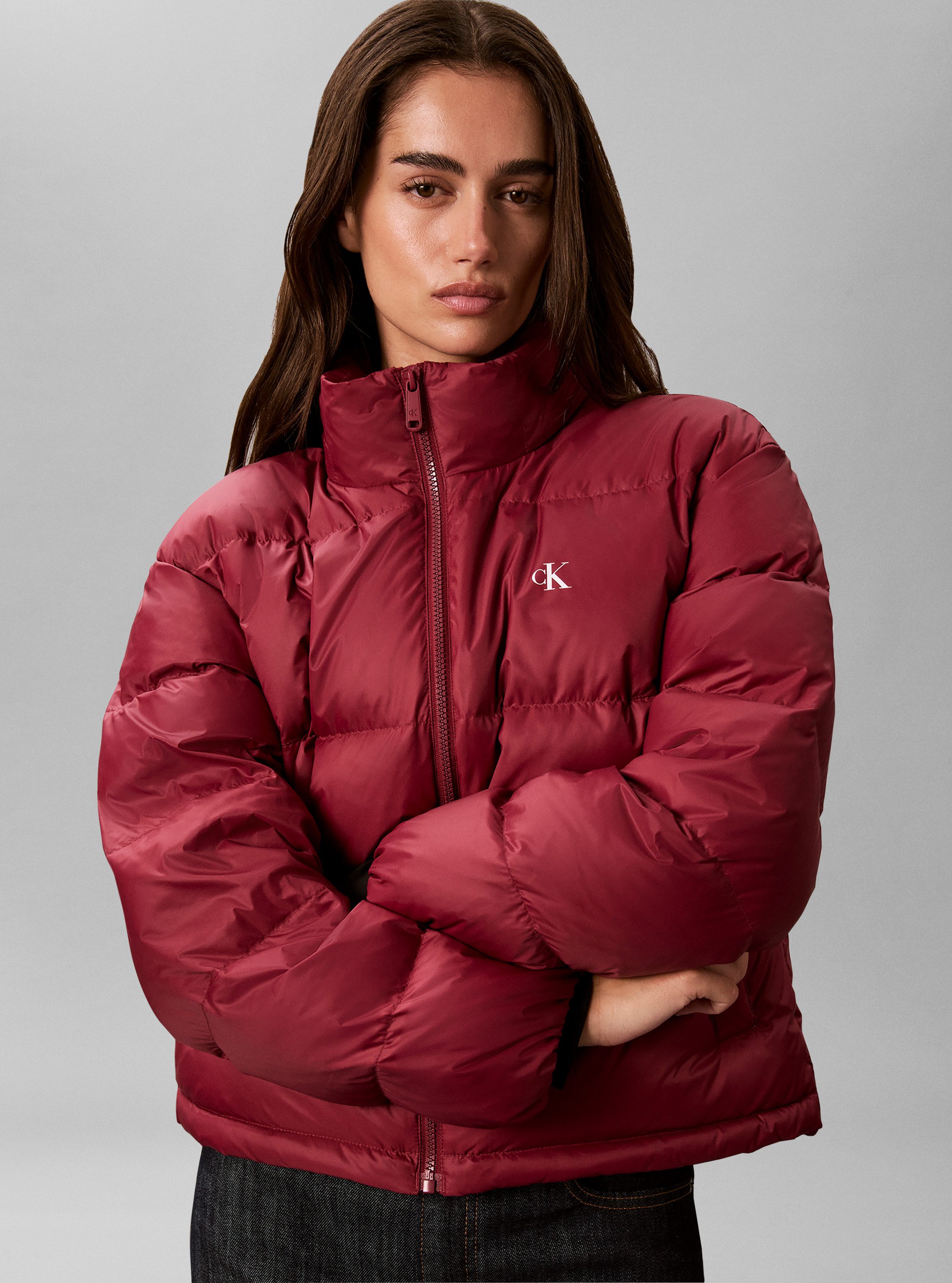 Calvin Klein Jeans Steppjacke abnehmbare Kapuze, Regular Fit, kurze Form, wattiert