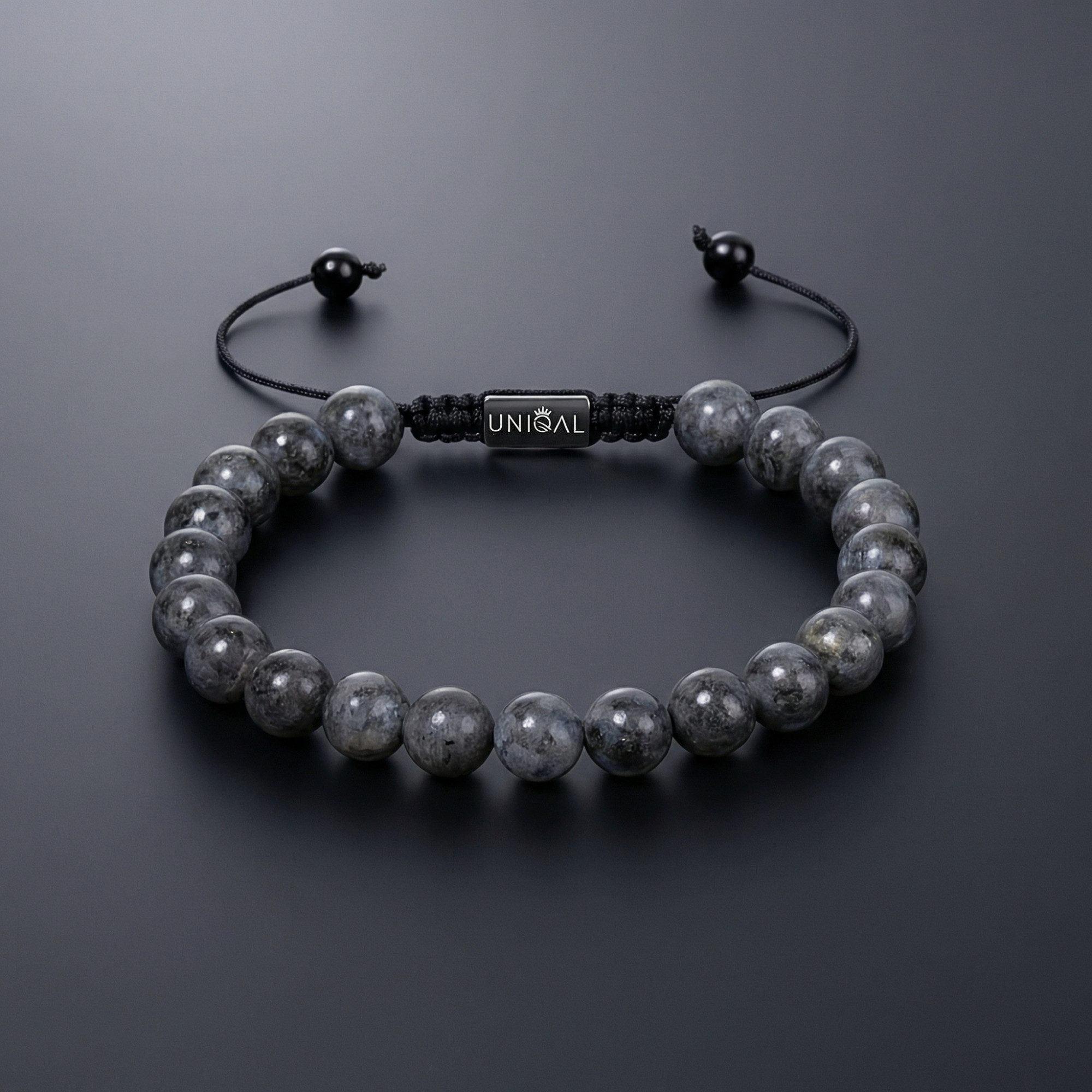 UNIQAL.de Perlenarmband aus Natur- & Edelstein – Unisex, 8 mm (einreihiges Natursteinarmband, verschiedene Farben & Steinsorten), verstellbar, handgefertigt