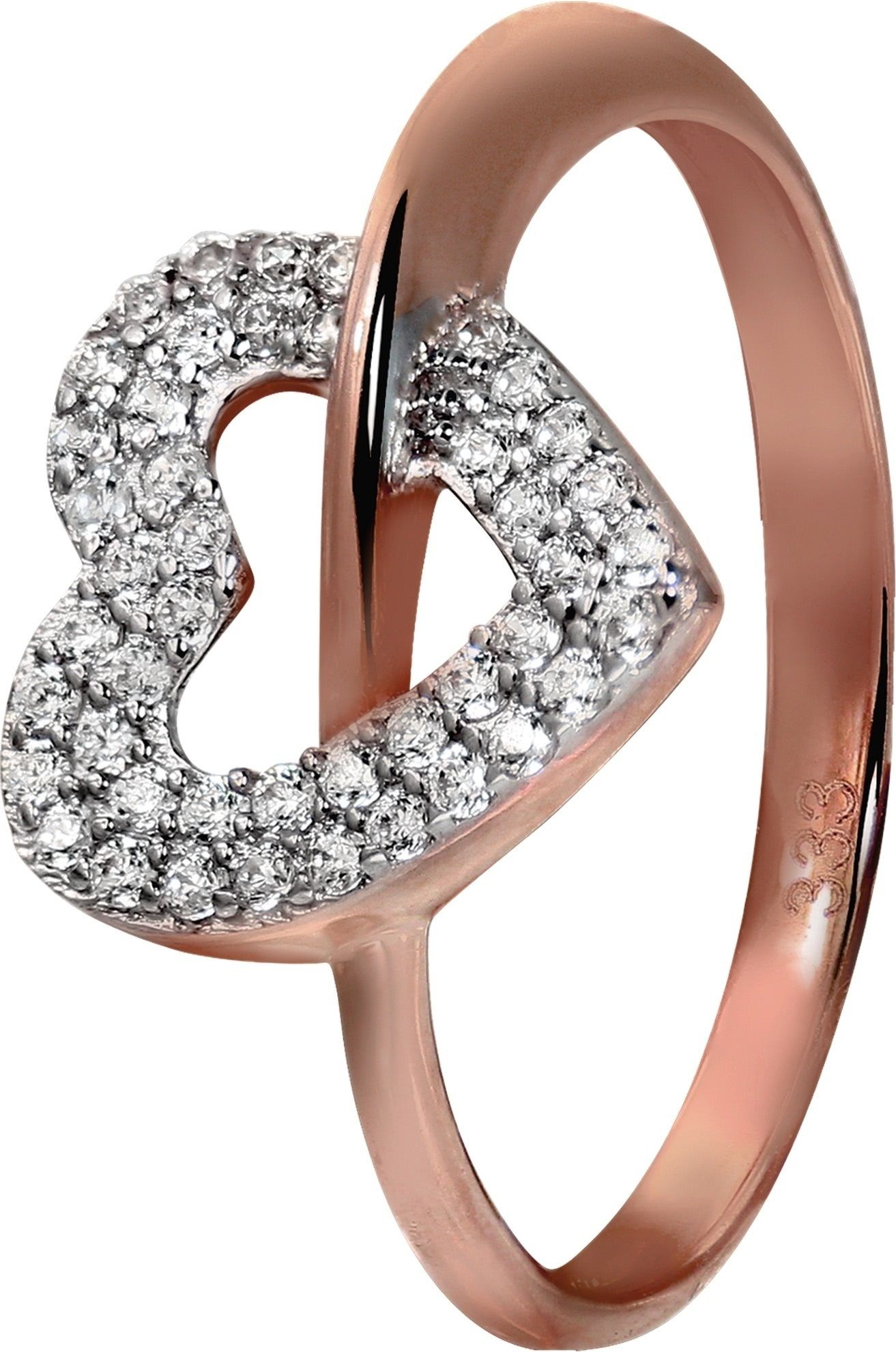 GoldDream Goldring GoldDream Herz Damen Ring rosegold (Fingerring), Damen Ring Herz aus 333 Rosegold - 8 Karat, Farbe: rose, weiß