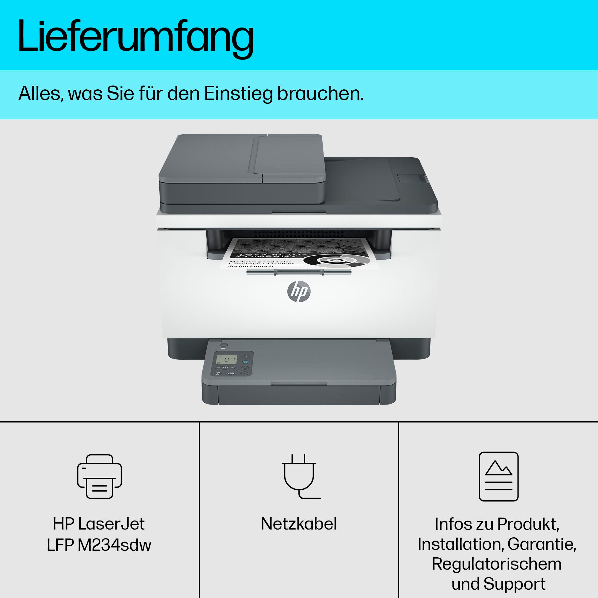 HP LaserJet MFP M234sdw Schwarz-Weiß Laserdrucker, (WLAN (Wi-Fi), Bluetooth, Wi-Fi Direct, Multifunktions-Laserdrucker) – Bild 4 von 5