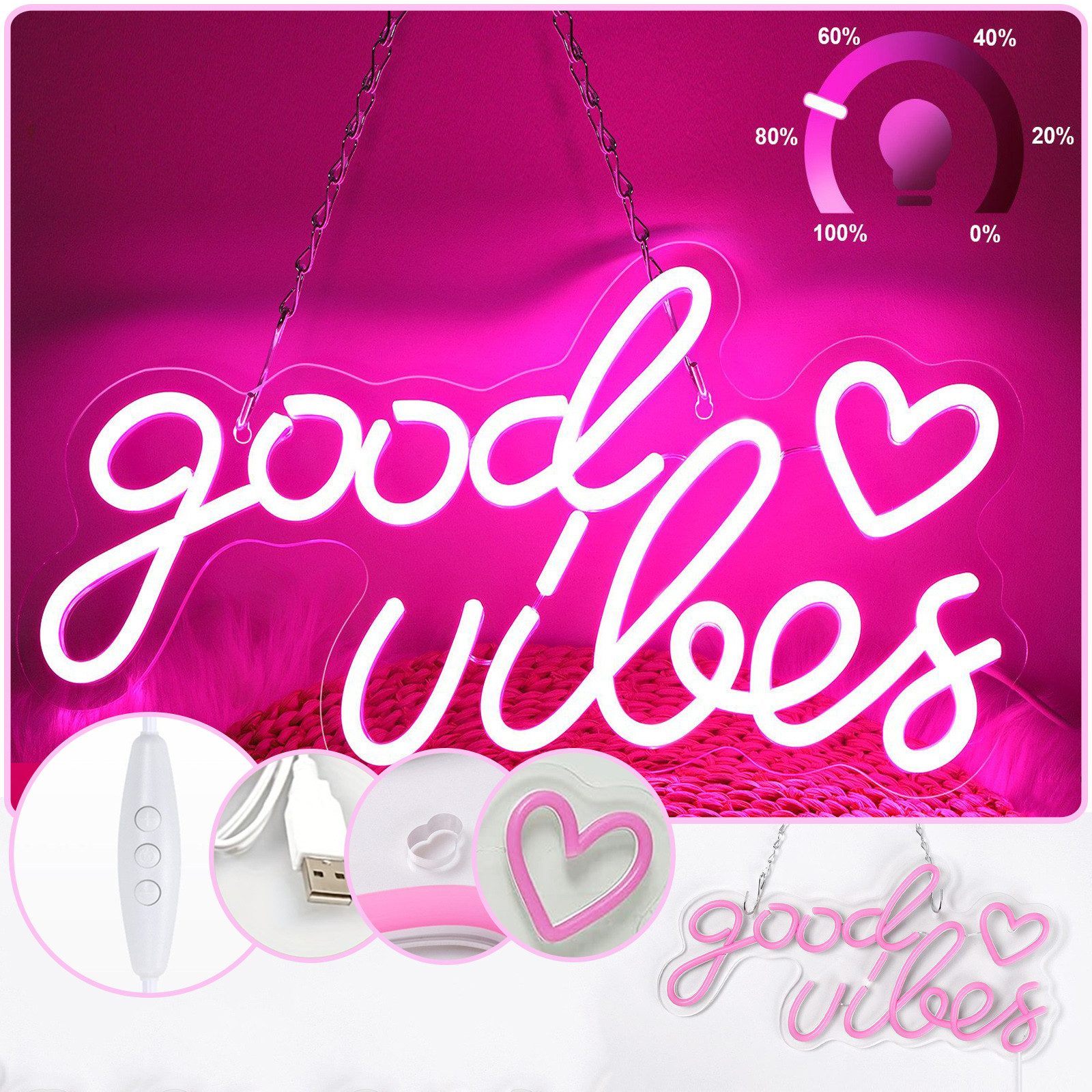 MUPOO LED Dekolicht Good Vibes Neonschild günstig online kaufen