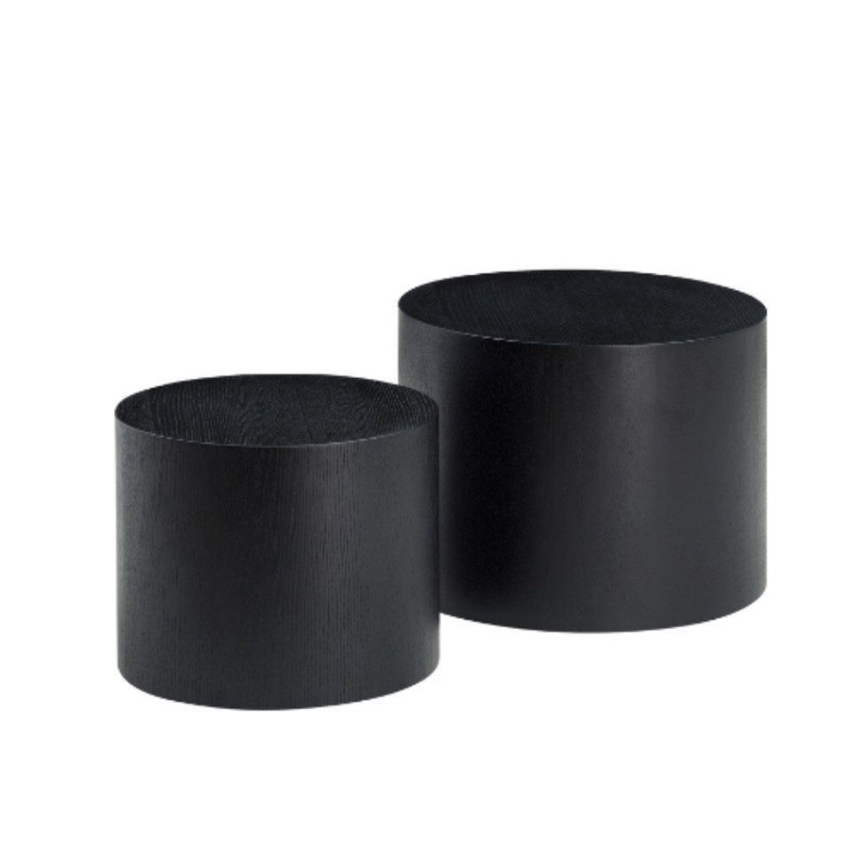 NJLyuhome Couchtisch Schwarzer runder Beistelltisch-Set, Nesting Tische im günstig online kaufen