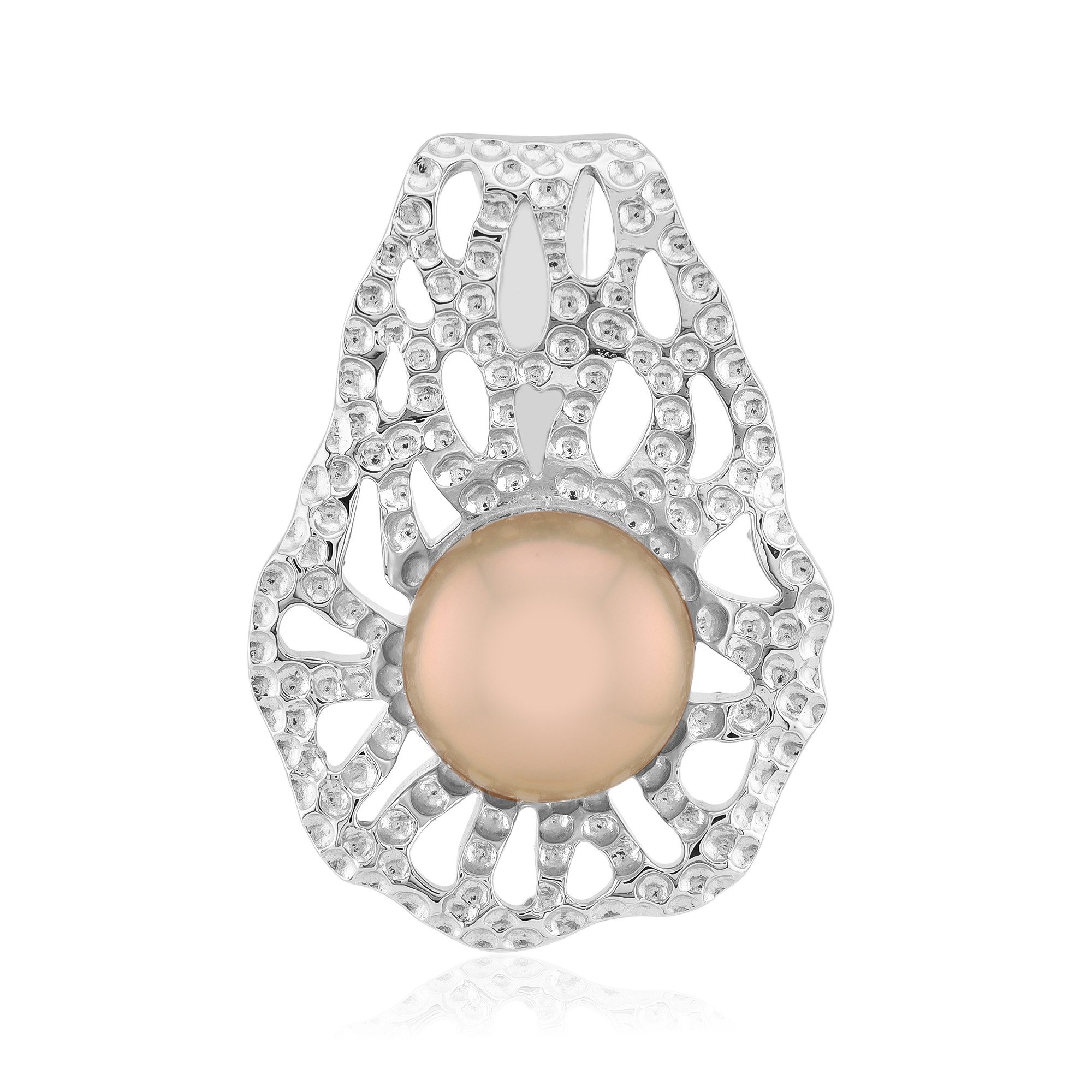 Cavill Kettenanhänger Orange Perle Rhodium-Silber-Anhänger (1-tlg)