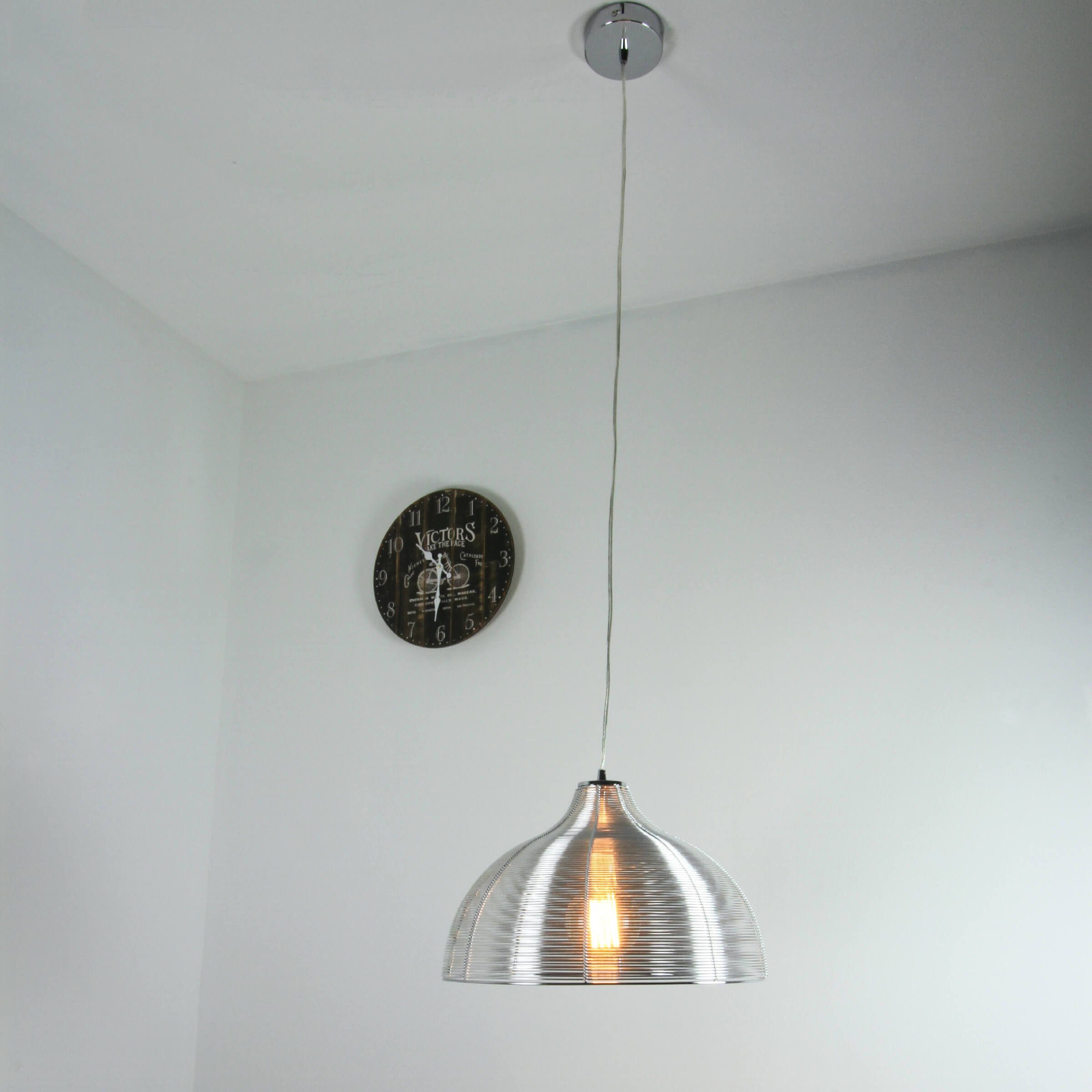 Licht-Erlebnisse Pendelleuchte OZ, ohne Leuchtmittel, Design Hängeleuchte in Silber Esszimmer Pendellampe Lampe