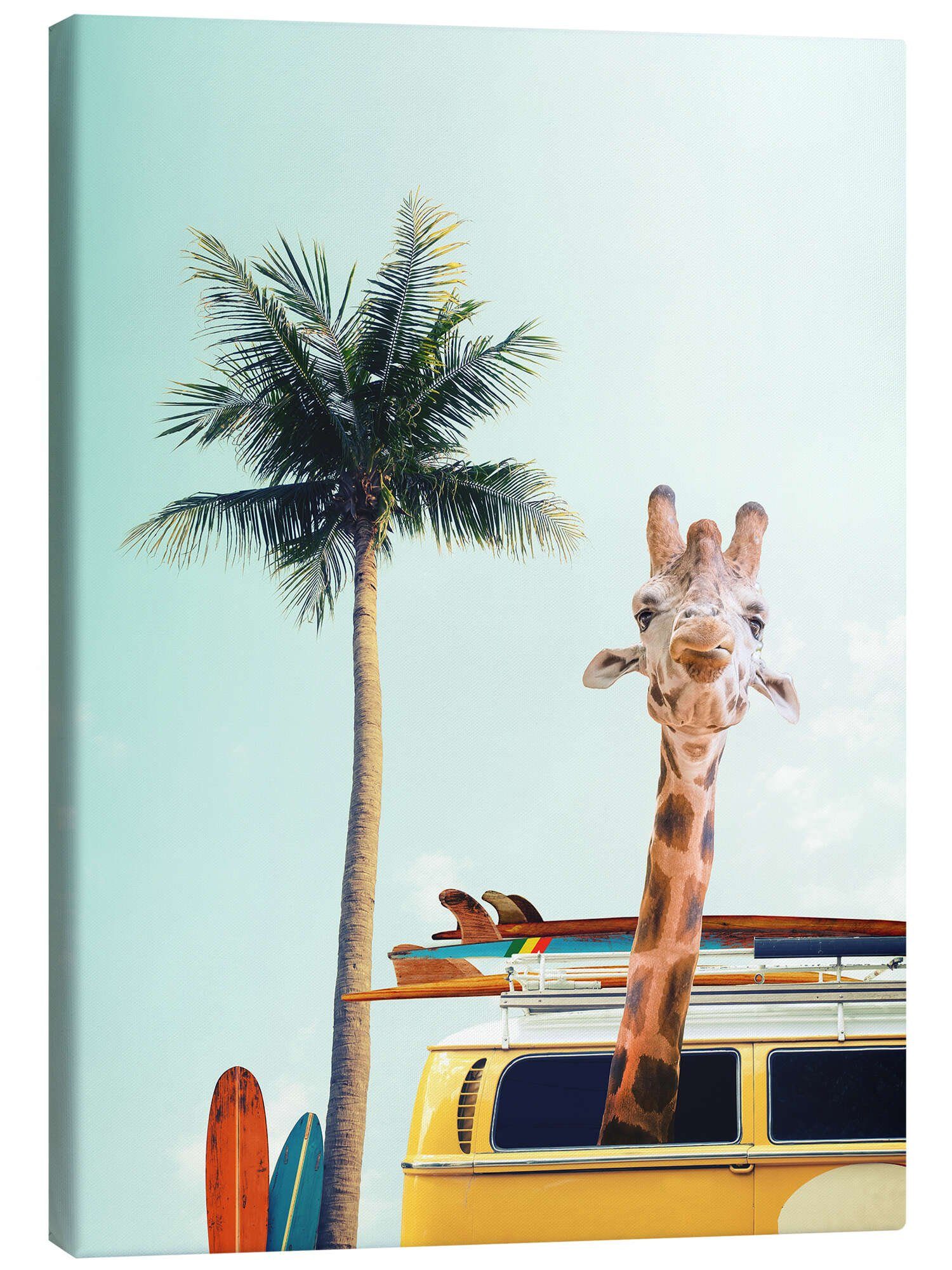Posterlounge Wandbild Surfer Giraffe, Kidz Collection, erhältlich als Poster, Leinwandbild, Wandsticker oder Acrylglasbild