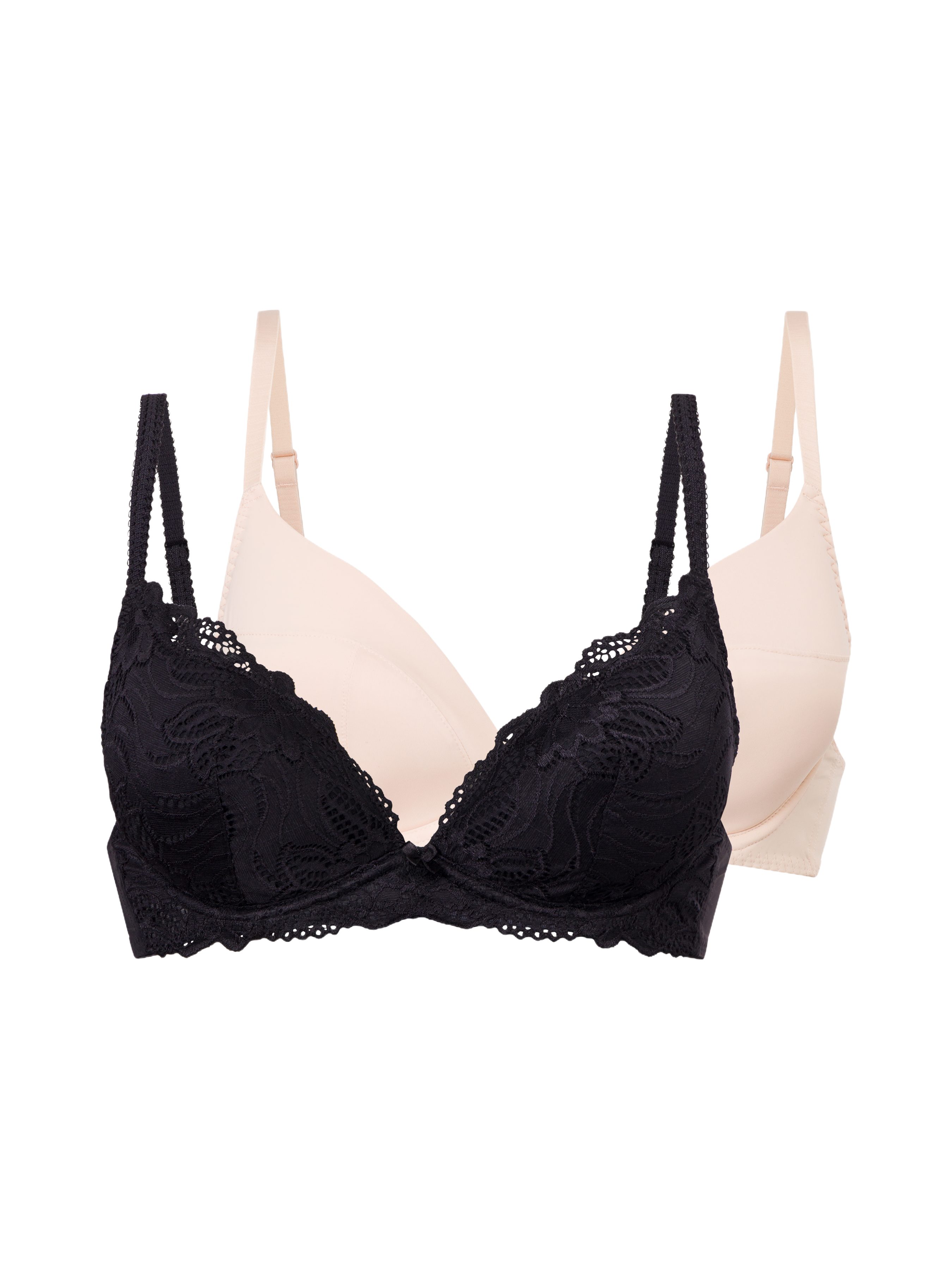 Dorina Bügel-BH ANGIE-2PP (2er Pack) mit floraler Spitze oder schlichte Mikrofaser, tiefer Ausschnitt