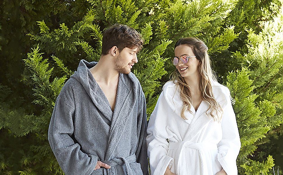 Arus Herrenbademantel Astrom aus Baumwoll-Frottee, Reisebademantel, Saunamantel, 100% Baumwolle, Kapuze, Gürtel, mit Kapuze, wadenlang oder extra lang, 100% Baumwolle