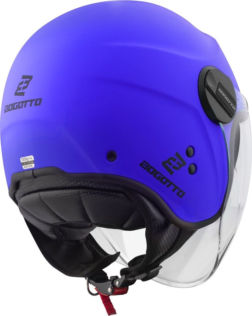 Bogotto Motorradhelm H595-1 SPN Jethelm, herausnehmbares Innenfutter,integriertes Sonnenvisier