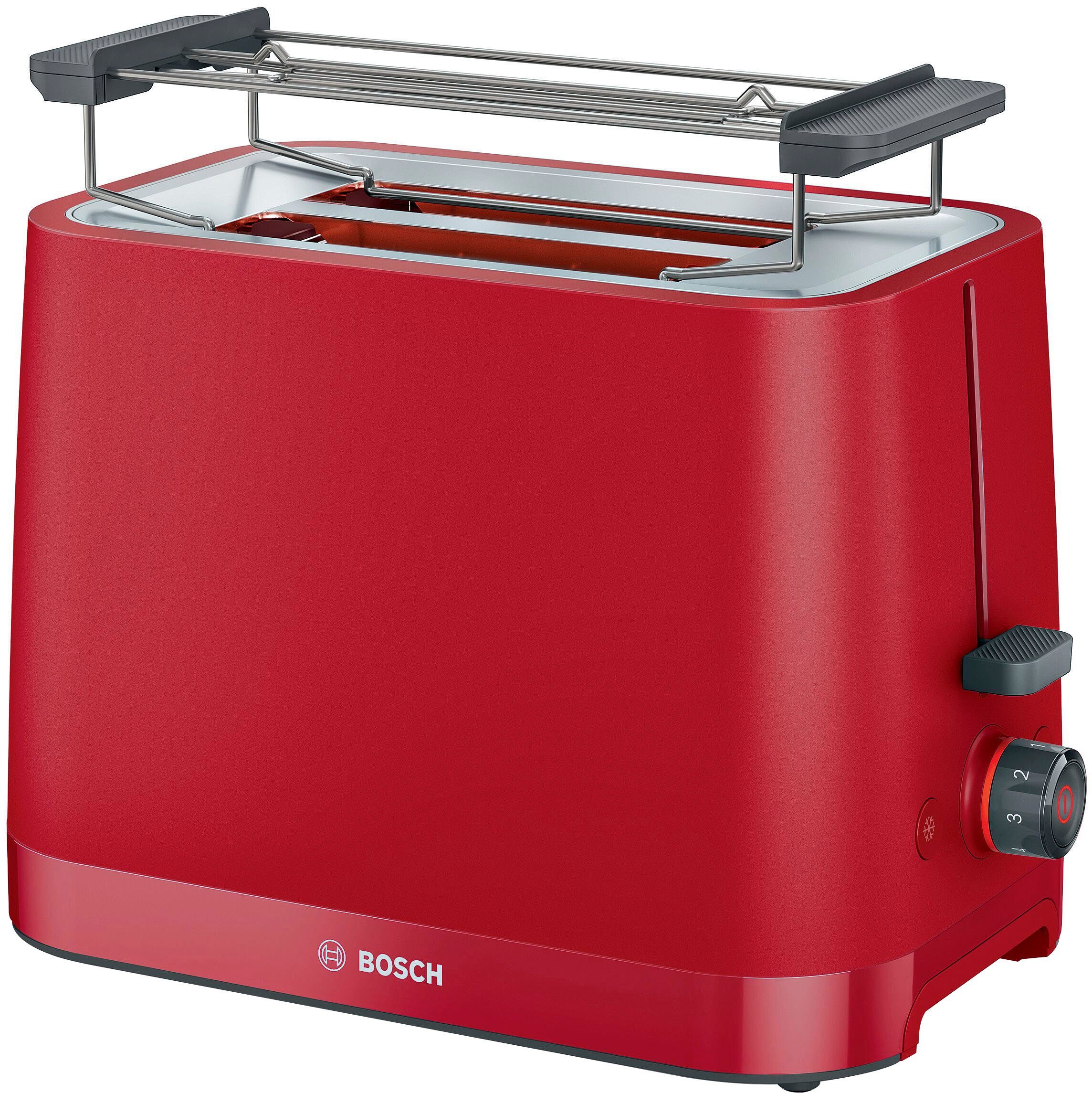 BOSCH Toaster MyMoment TAT3M124, 2 Schlitze, für 2 Scheiben, 950 W, entnehmbarer Brötchenaufsatz, Auftaufunktion, Brotzentrierung, AutoOff